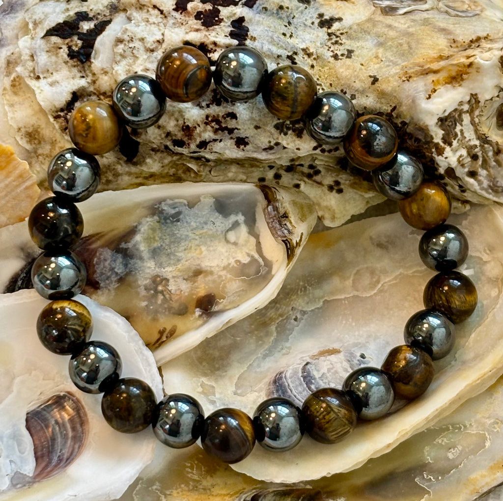 Tiger Eye & Hematite Protection Bracelet – Strength, Balance & Grounding Energy | | Wiccan Center