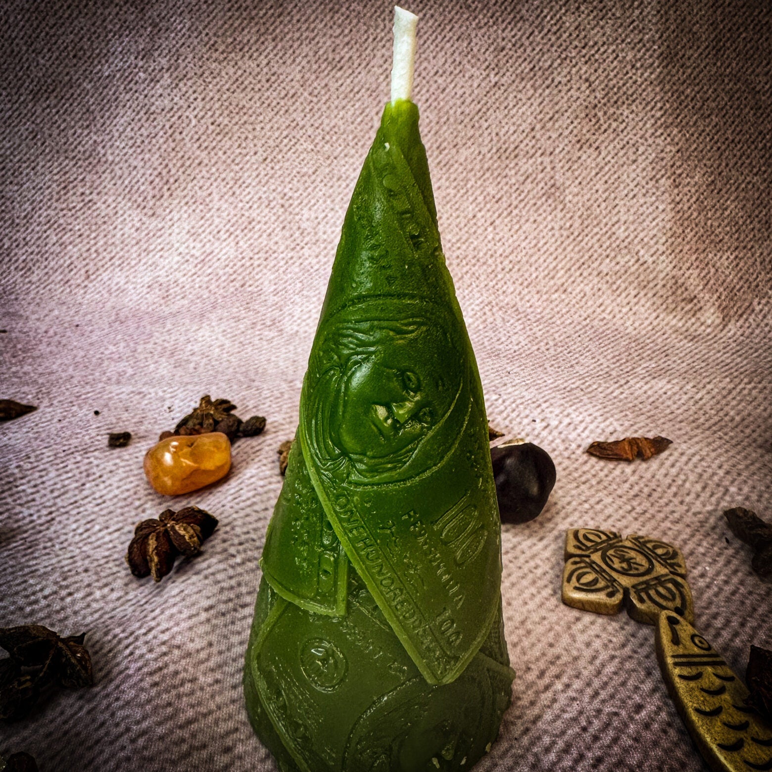Beeswax Money Maker Spell Candle - Prosperity & Abundance Magic | Beeswax Candle | Wiccan Center