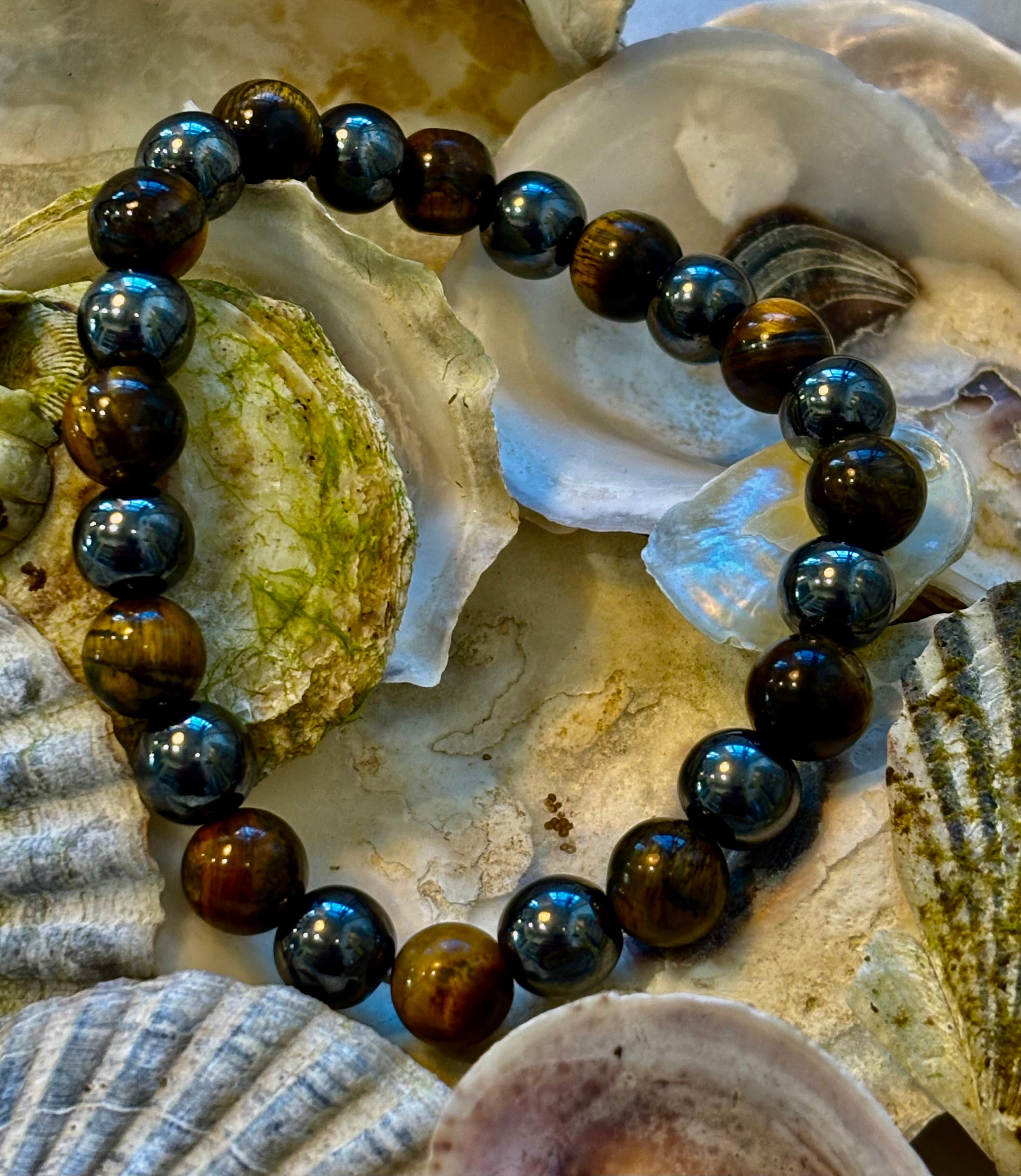 Tiger Eye & Hematite Protection Bracelet – Strength, Balance & Grounding Energy | | Wiccan Center