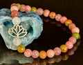 Chakra Healing Bracelet – Rose Quartz, Rhodonite & Unakite – 6mm Natural Stone Beads with Lotus Charm | | Wiccan Center