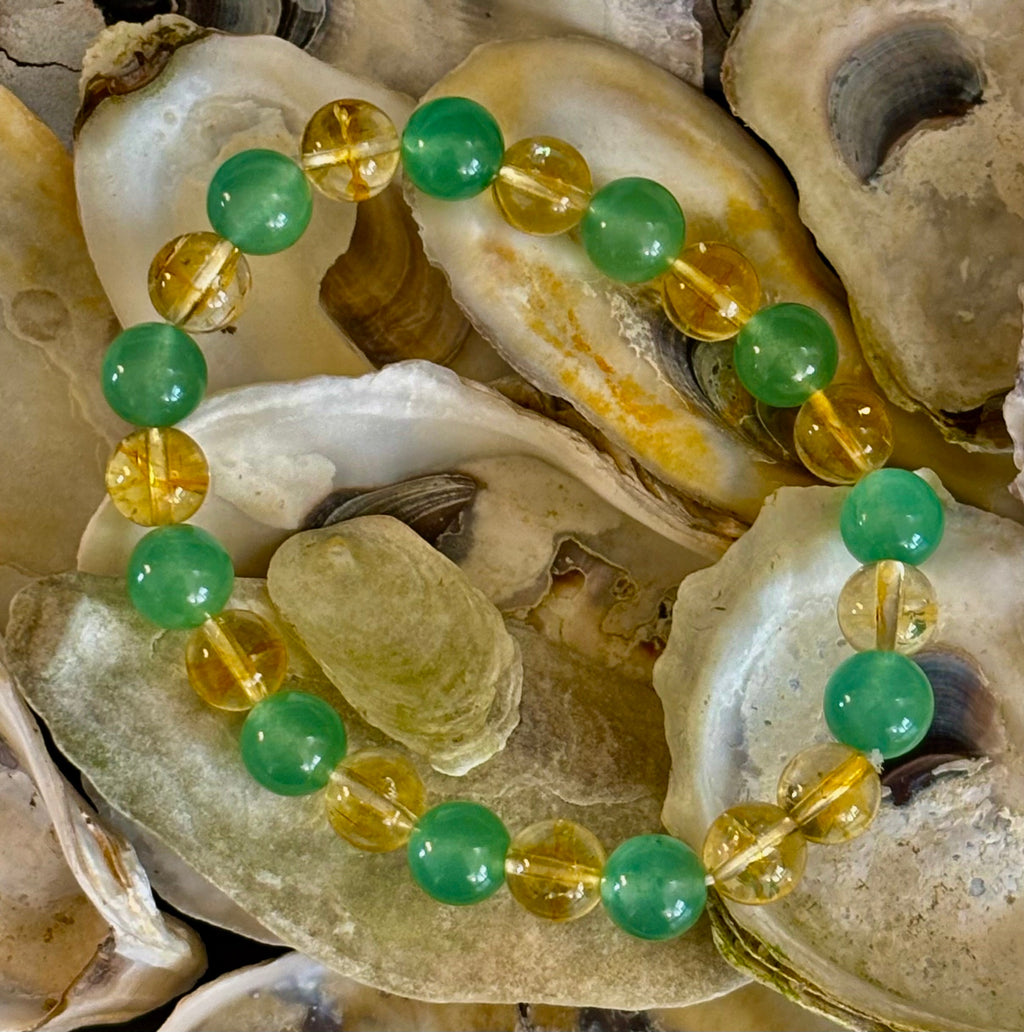 Citrine & Green Aventurine Natural Stone Bracelet | | Wiccan Center