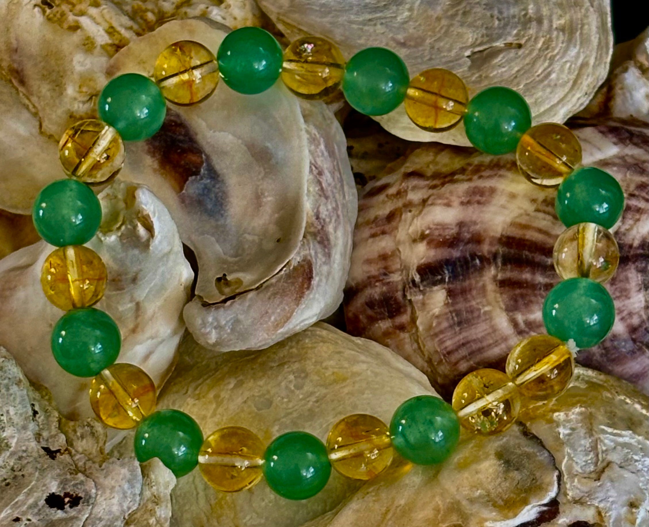 Citrine & Green Aventurine Natural Stone Bracelet | | Wiccan Center