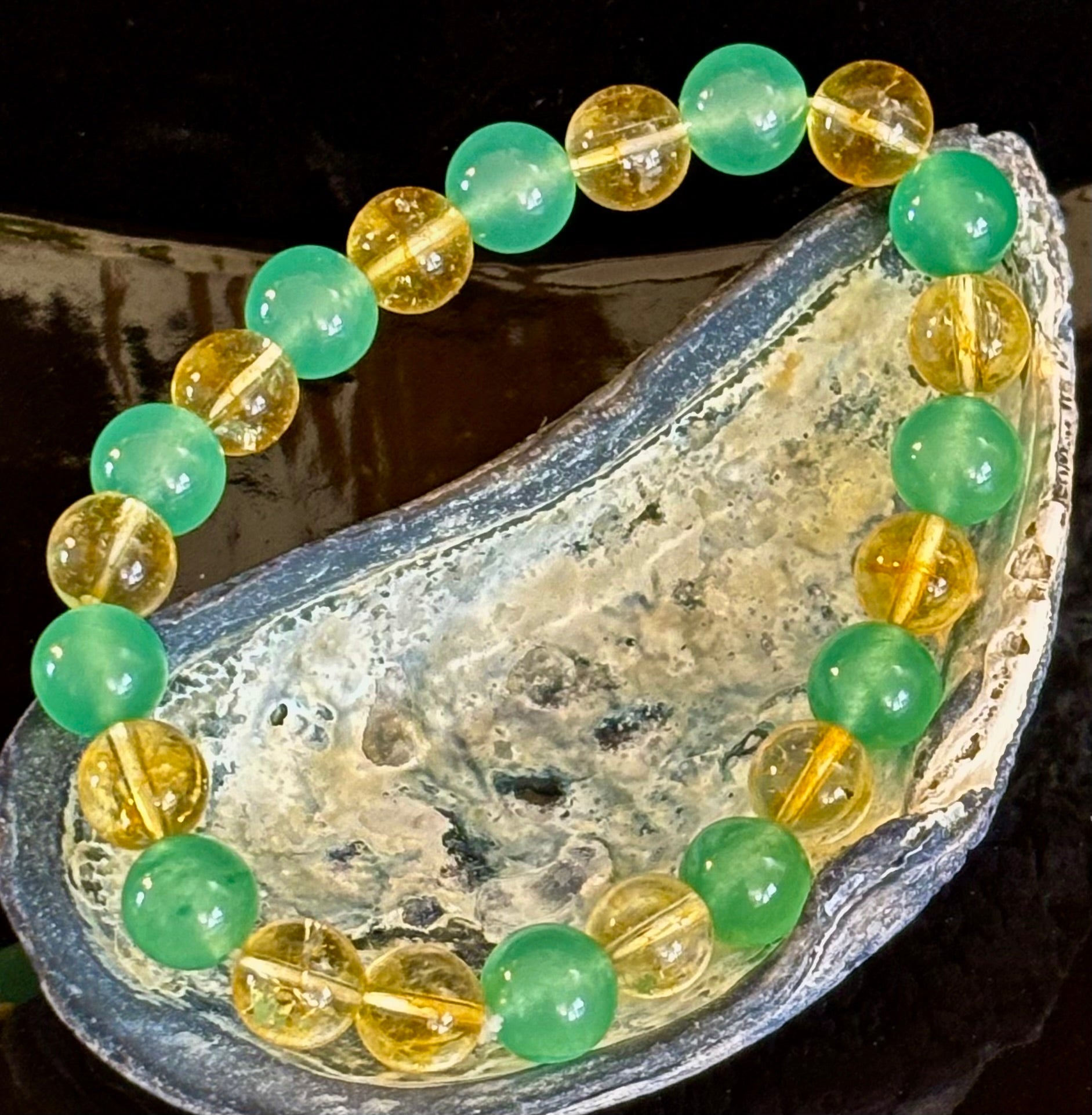 Citrine & Green Aventurine Natural Stone Bracelet | | Wiccan Center