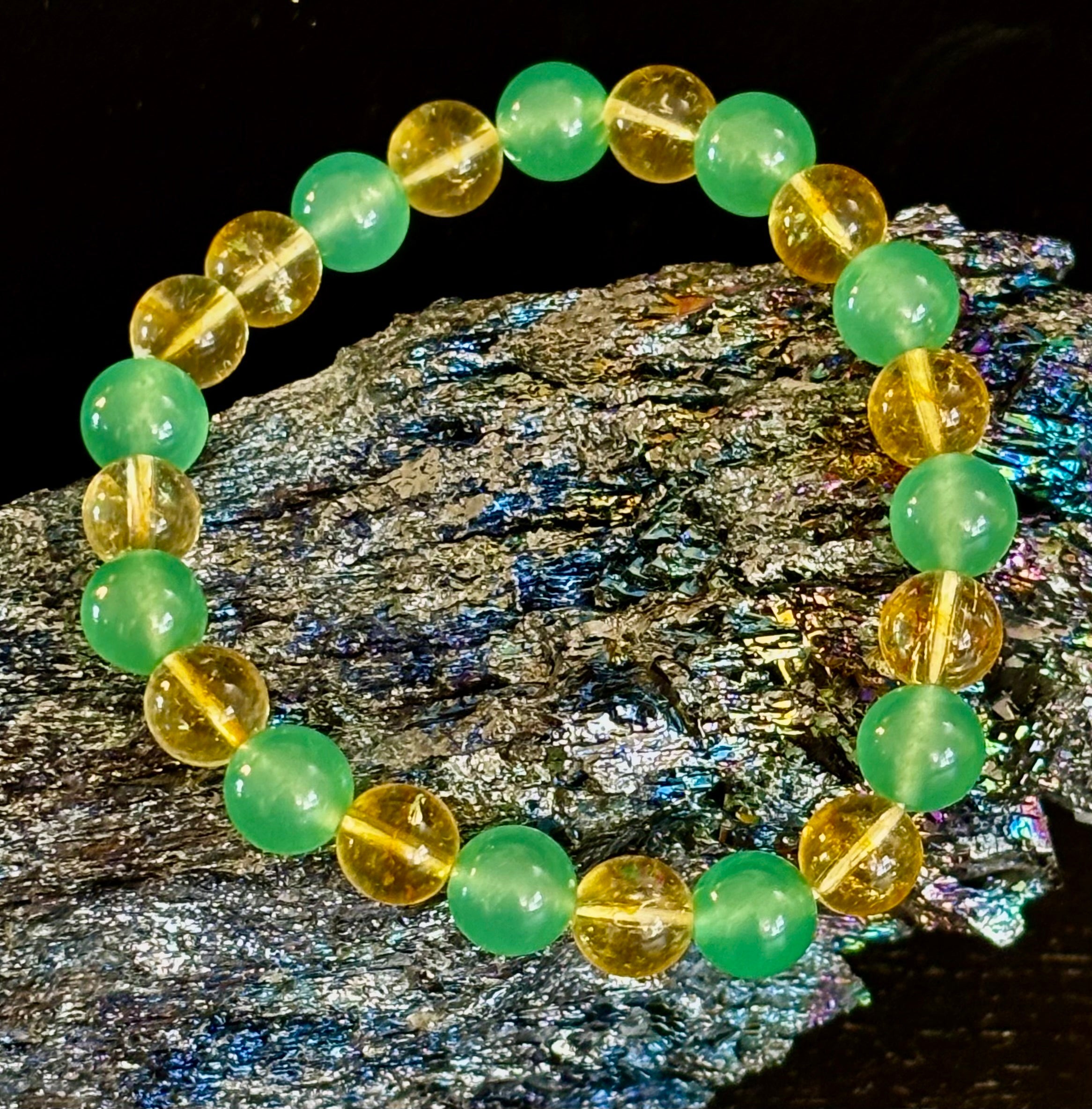 Citrine & Green Aventurine Natural Stone Bracelet | | Wiccan Center