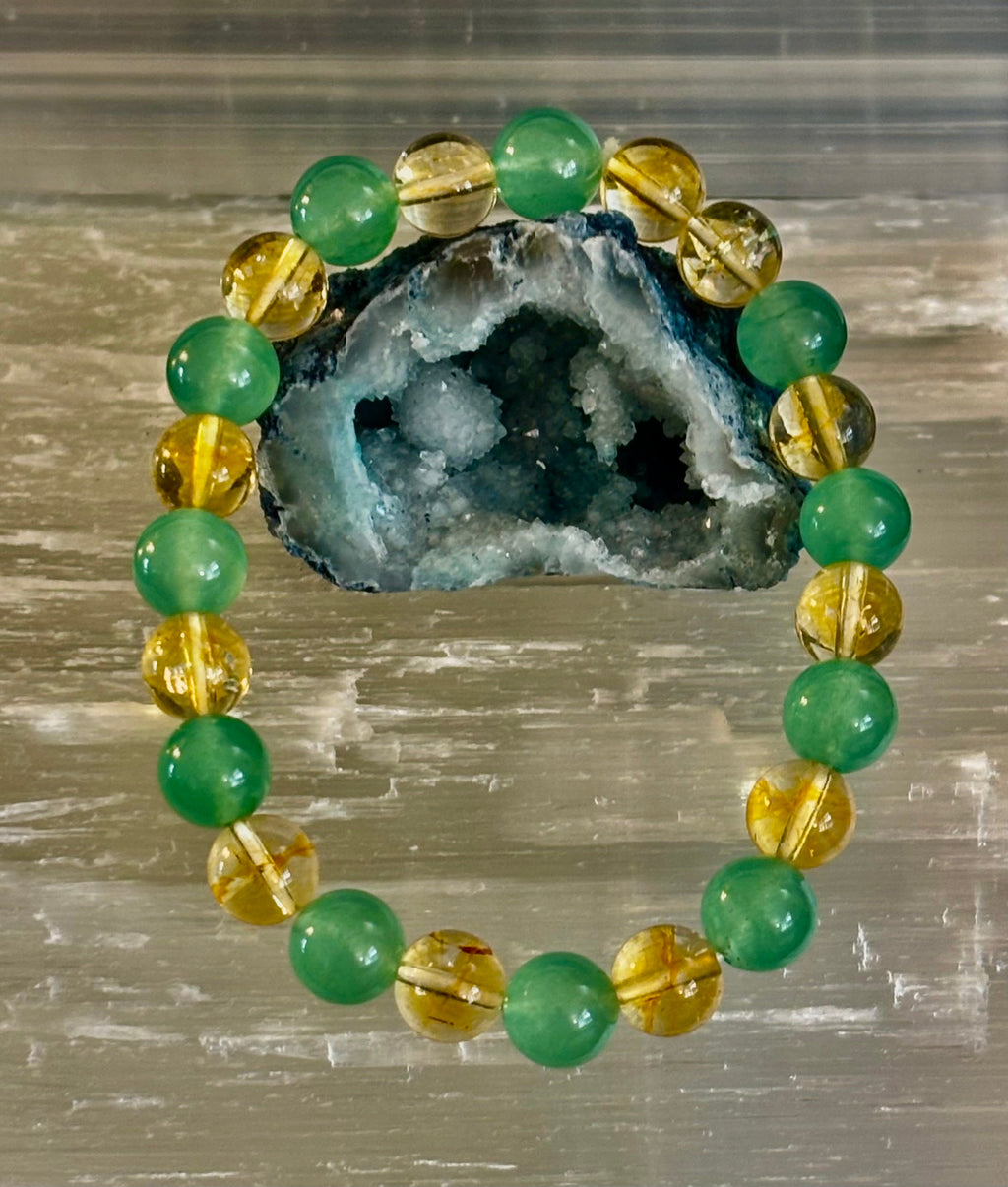 Citrine & Green Aventurine Natural Stone Bracelet | | Wiccan Center