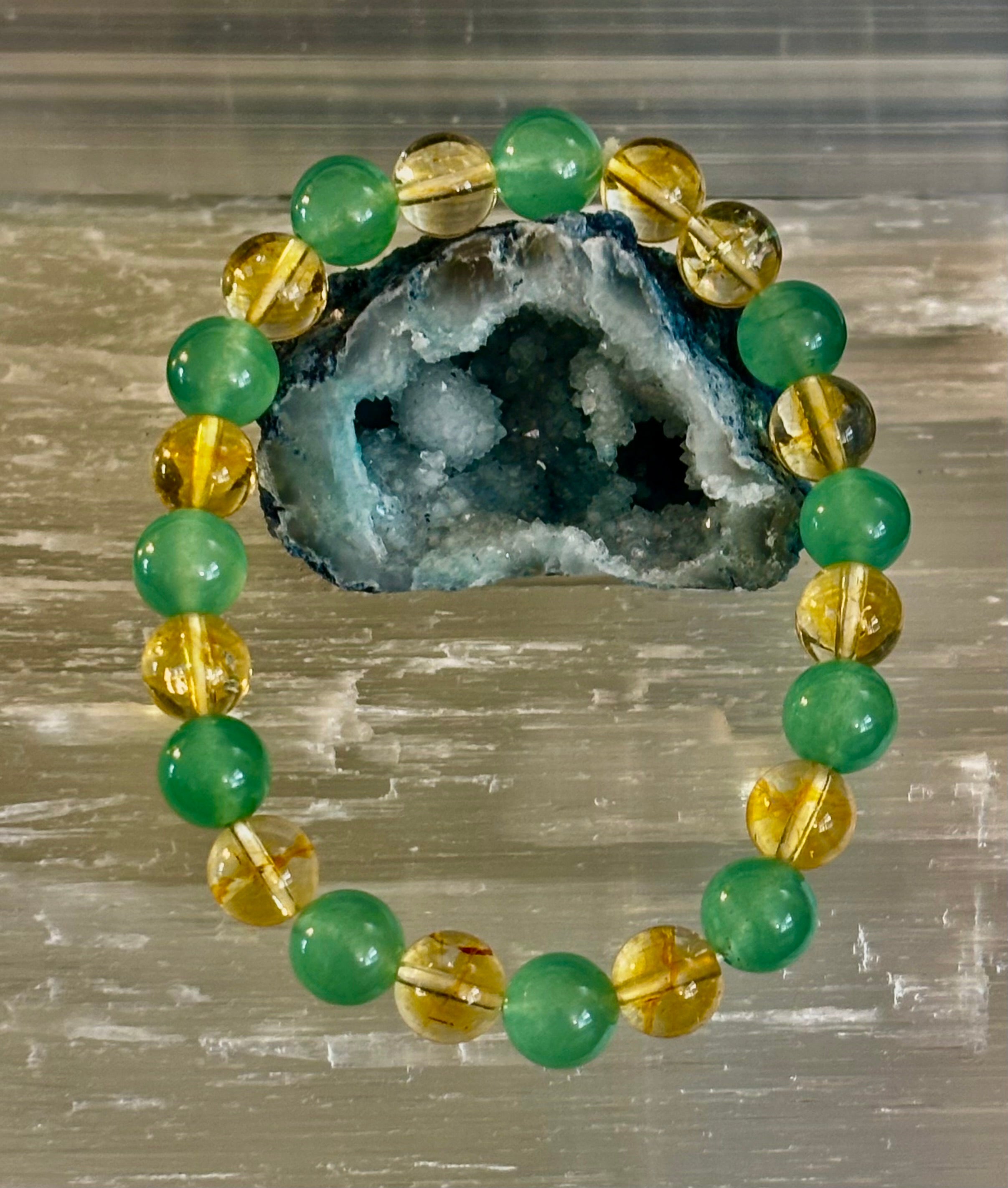 Citrine & Green Aventurine Natural Stone Bracelet | | Wiccan Center