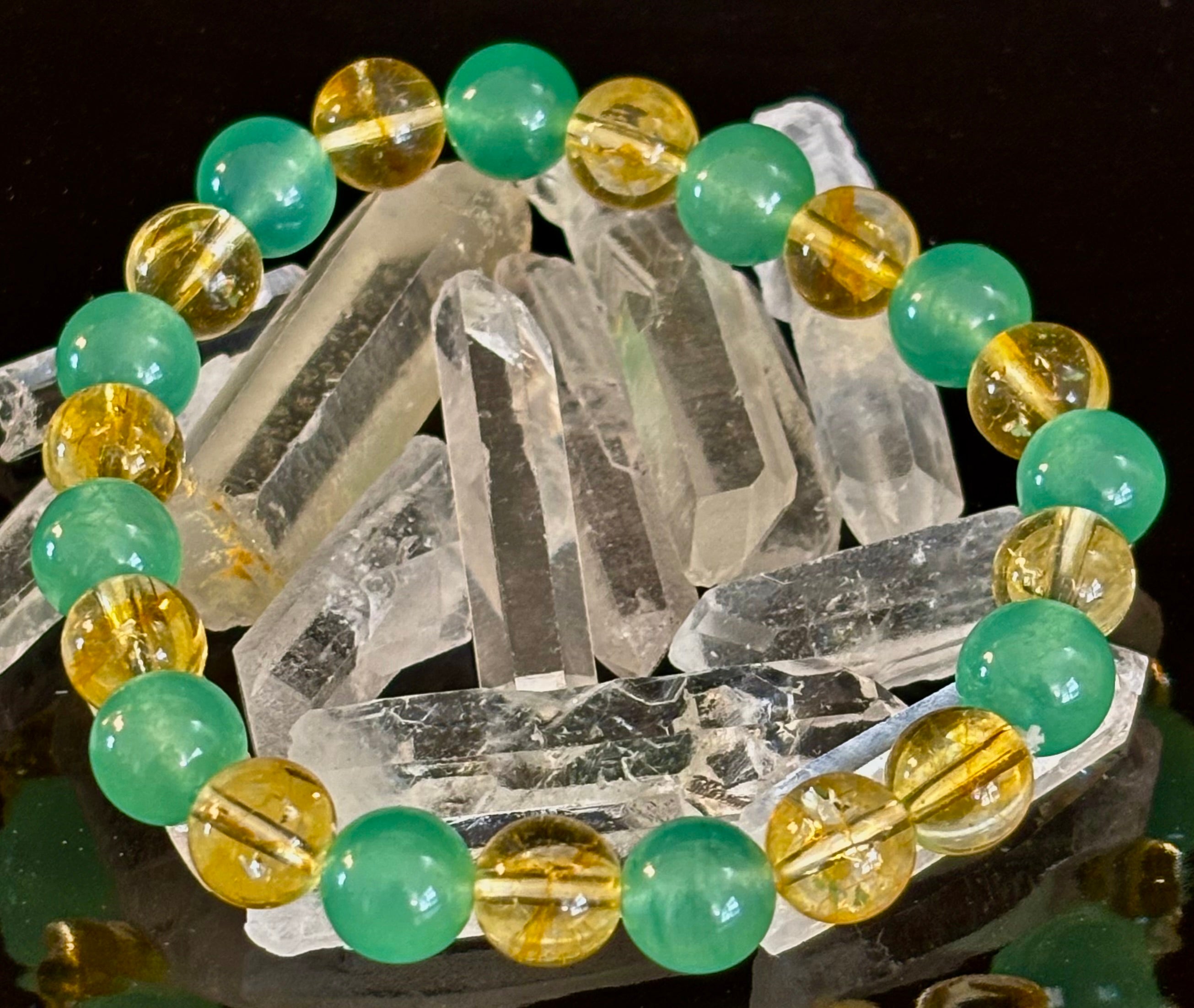 Citrine & Green Aventurine Natural Stone Bracelet | | Wiccan Center