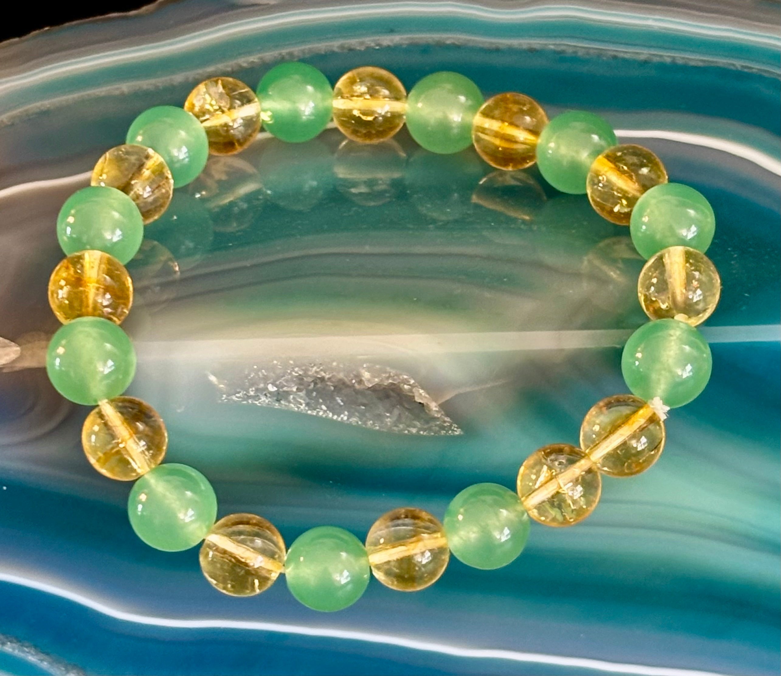Citrine & Green Aventurine Natural Stone Bracelet | | Wiccan Center