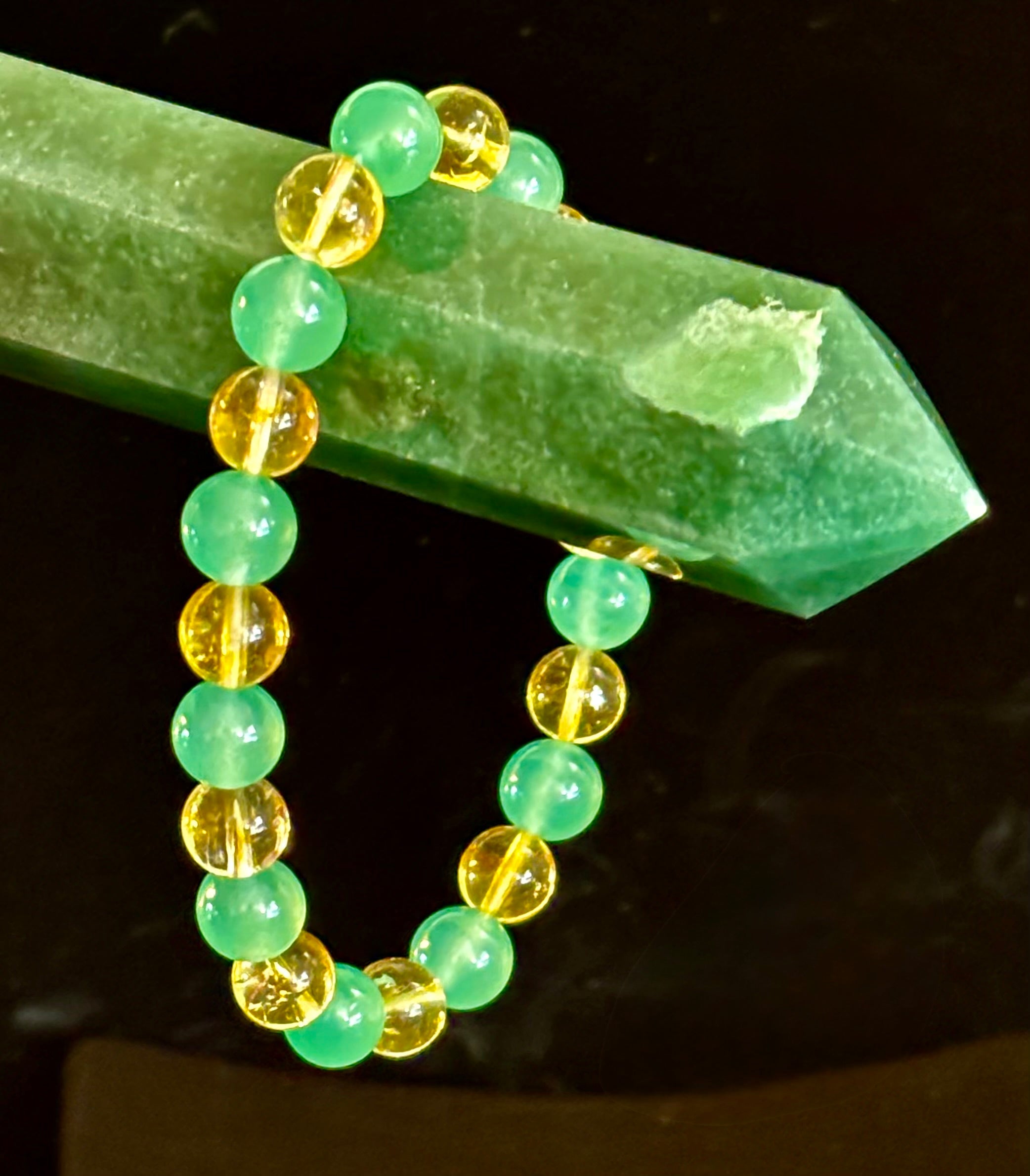 Citrine & Green Aventurine Natural Stone Bracelet | | Wiccan Center