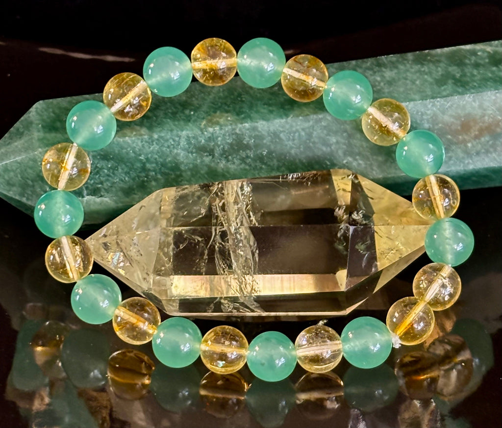 Citrine & Green Aventurine Natural Stone Bracelet | | Wiccan Center