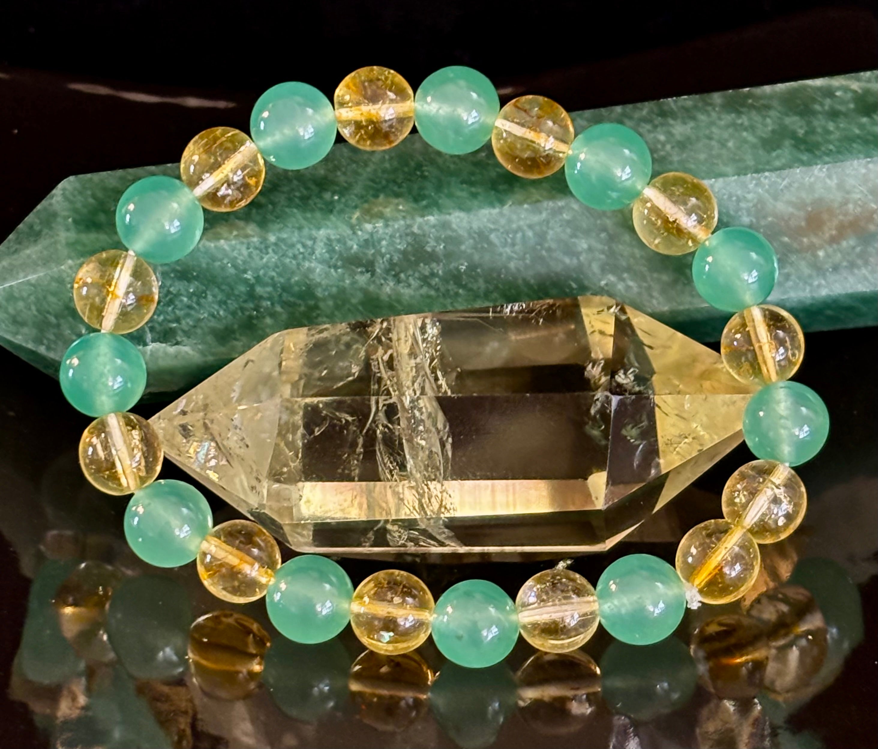 Citrine & Green Aventurine Natural Stone Bracelet | | Wiccan Center