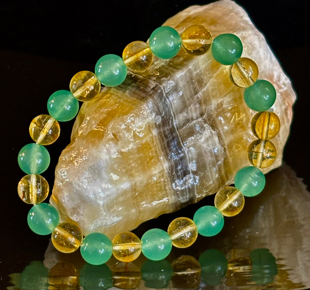Citrine & Green Aventurine Natural Stone Bracelet | | Wiccan Center