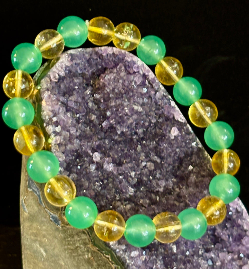 Citrine & Green Aventurine Natural Stone Bracelet | | Wiccan Center