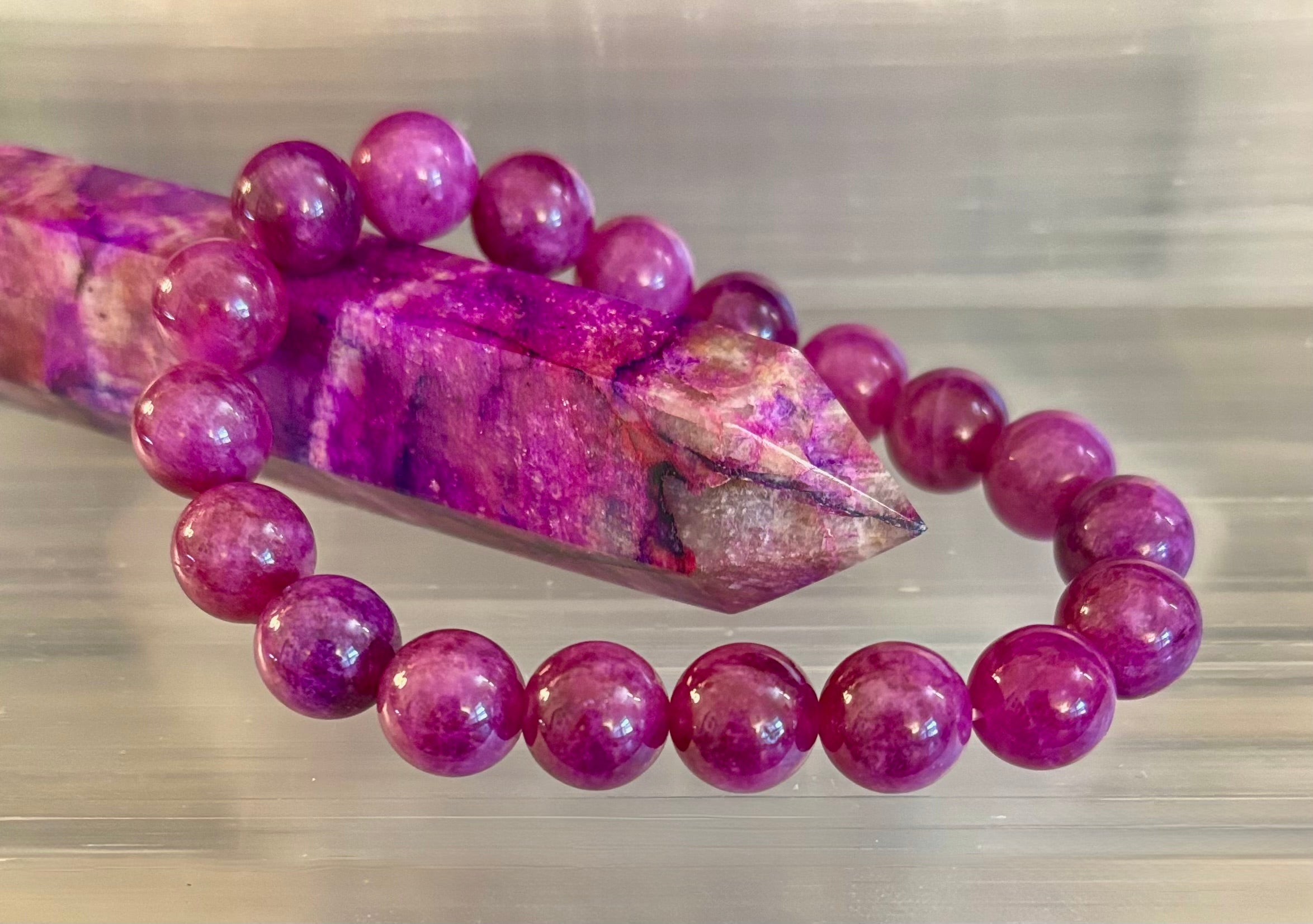 Natural Spodumene (Kunzite) 10mm Reiki-Infused Love & Emotional Healing Bracelet (Medium Wrist) | | Wiccan Center
