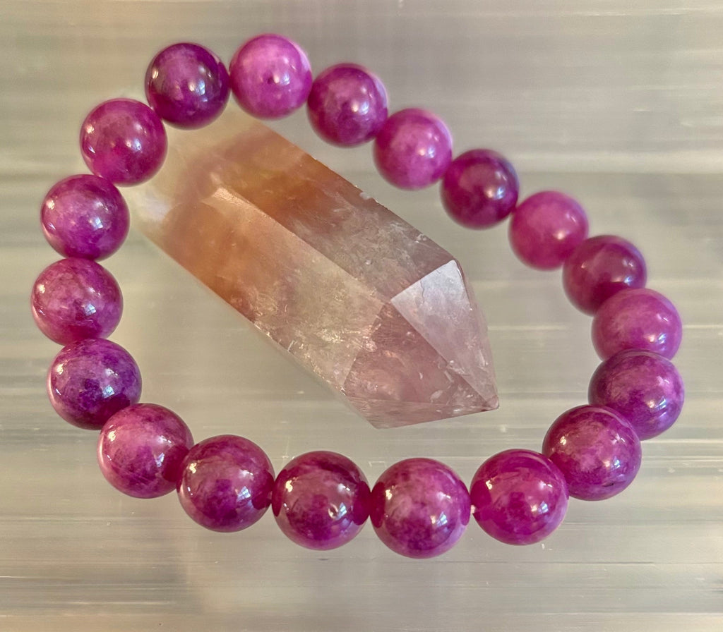 Natural Spodumene (Kunzite) 10mm Reiki-Infused Love & Emotional Healing Bracelet (Medium Wrist) | | Wiccan Center