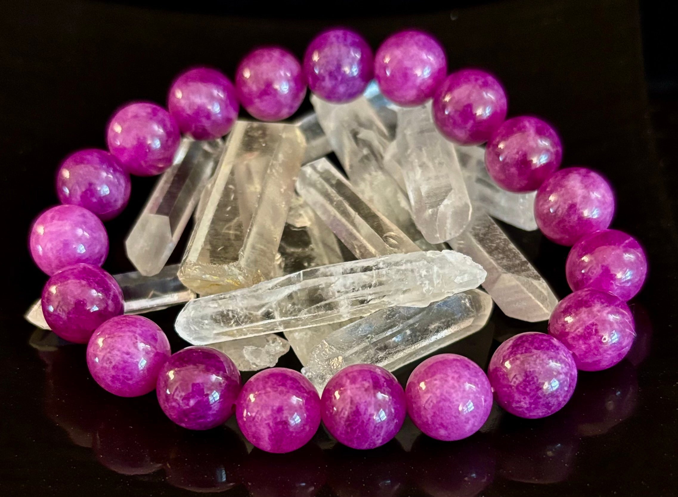 Natural Spodumene (Kunzite) 10mm Reiki-Infused Love & Emotional Healing Bracelet (Medium Wrist) | | Wiccan Center