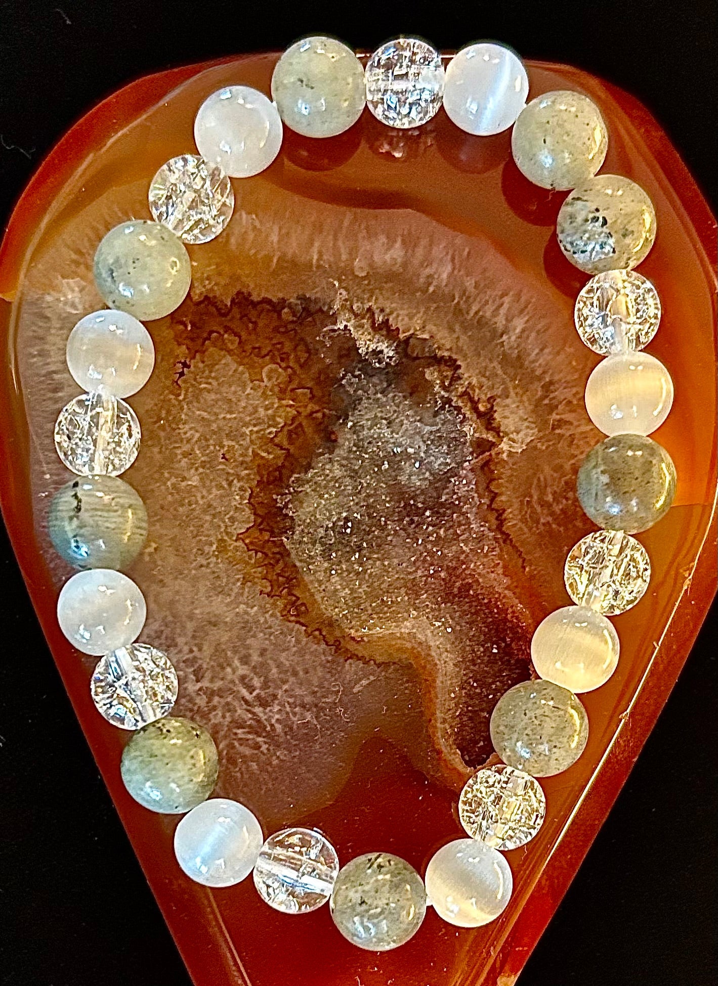 Reiki-Infused Lightworkers Healing Bracelet – Labradorite, Crackle Quartz & Selenite | | Wiccan Center