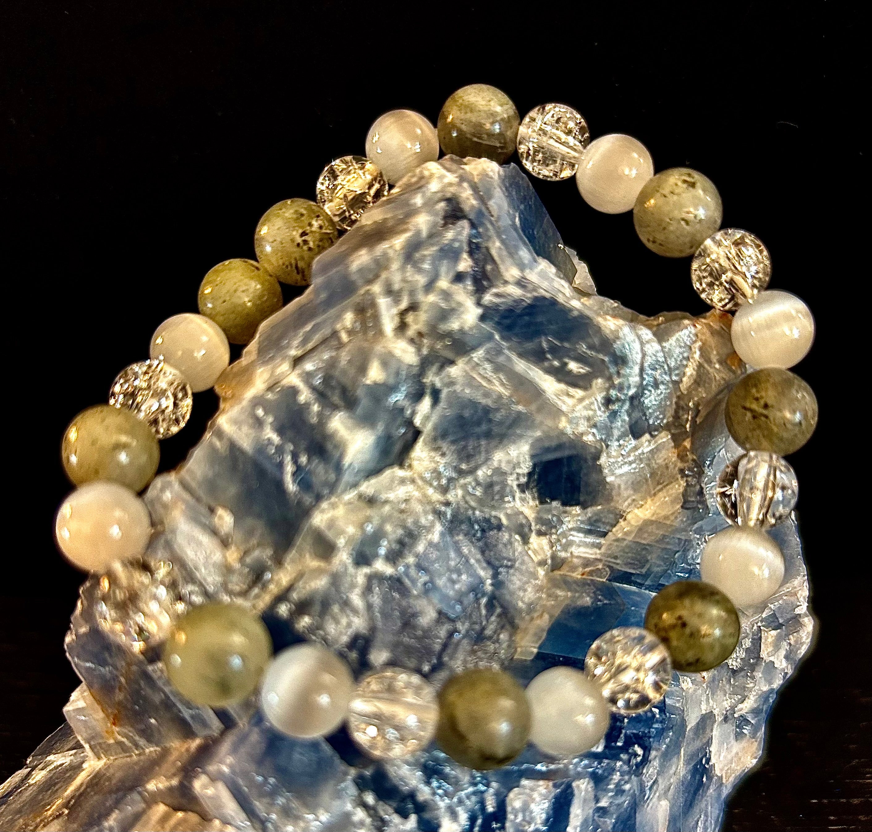 Reiki-Infused Lightworkers Healing Bracelet – Labradorite, Crackle Quartz & Selenite | | Wiccan Center