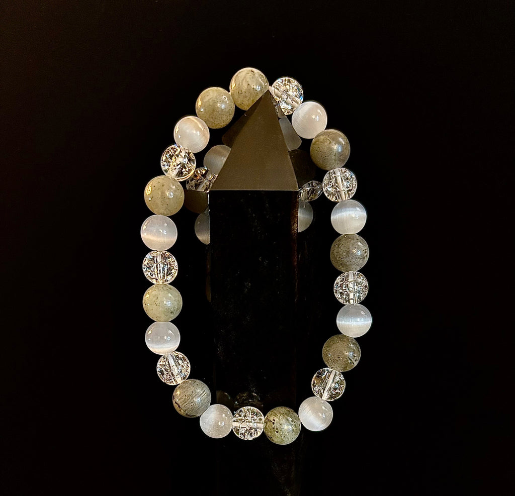 Reiki-Infused Lightworkers Healing Bracelet – Labradorite, Crackle Quartz & Selenite | | Wiccan Center