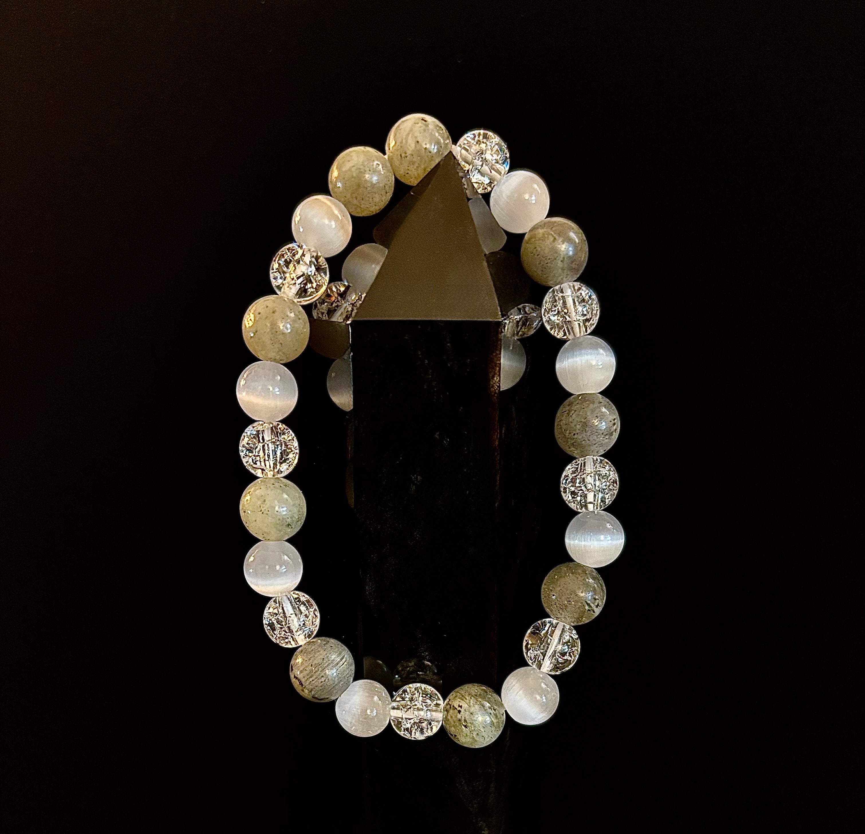 Reiki-Infused Lightworkers Healing Bracelet – Labradorite, Crackle Quartz & Selenite | | Wiccan Center