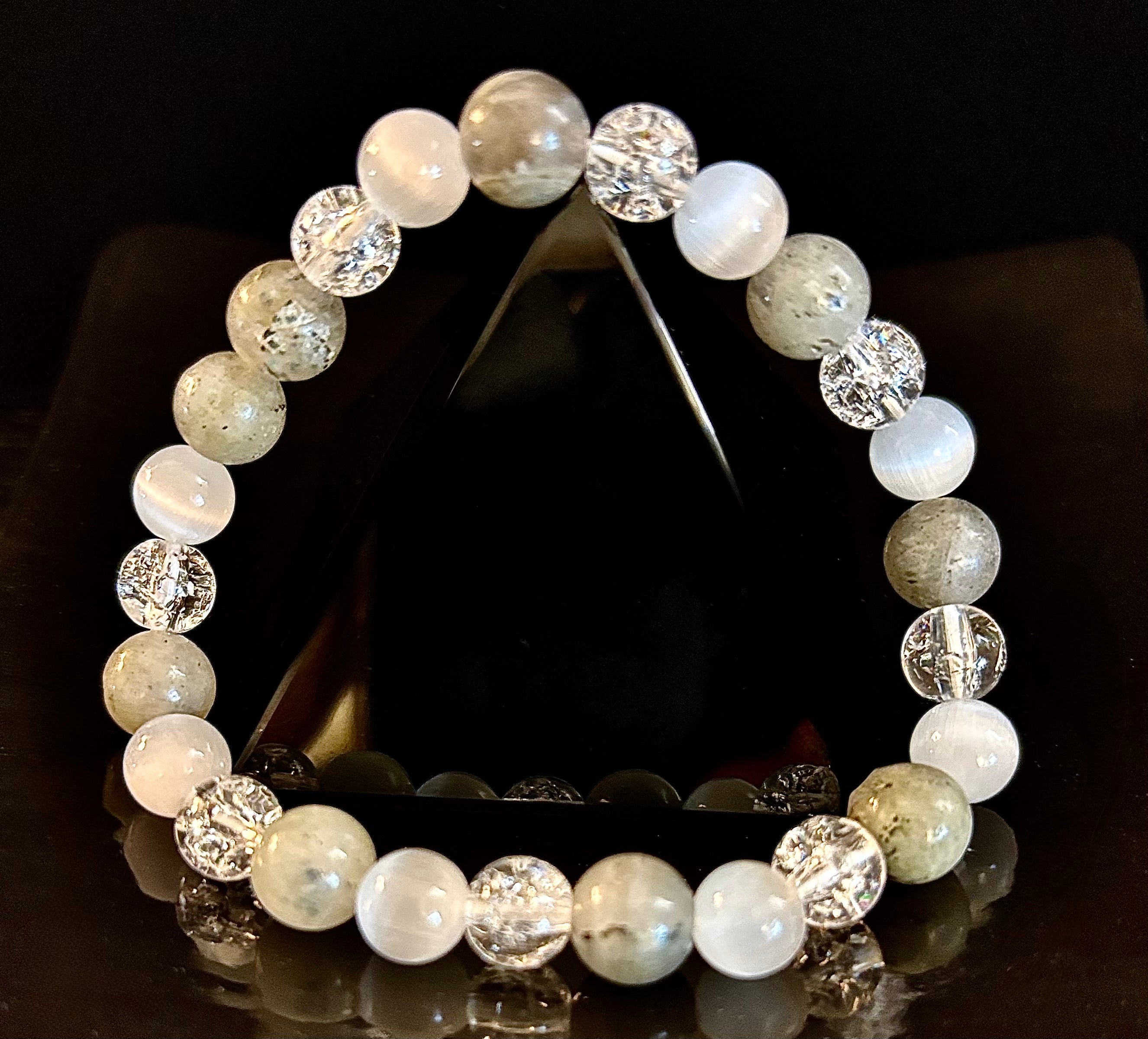 Reiki-Infused Lightworkers Healing Bracelet – Labradorite, Crackle Quartz & Selenite | | Wiccan Center