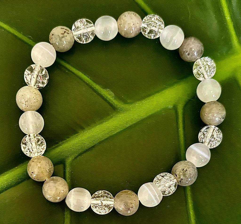 Reiki-Infused Lightworkers Healing Bracelet – Labradorite, Crackle Quartz & Selenite | | Wiccan Center
