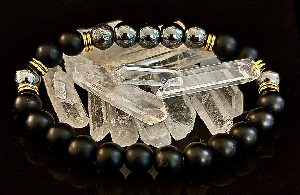 Grounding & Balance Black Obsidian and Hematite Bracelet | | Wiccan Center