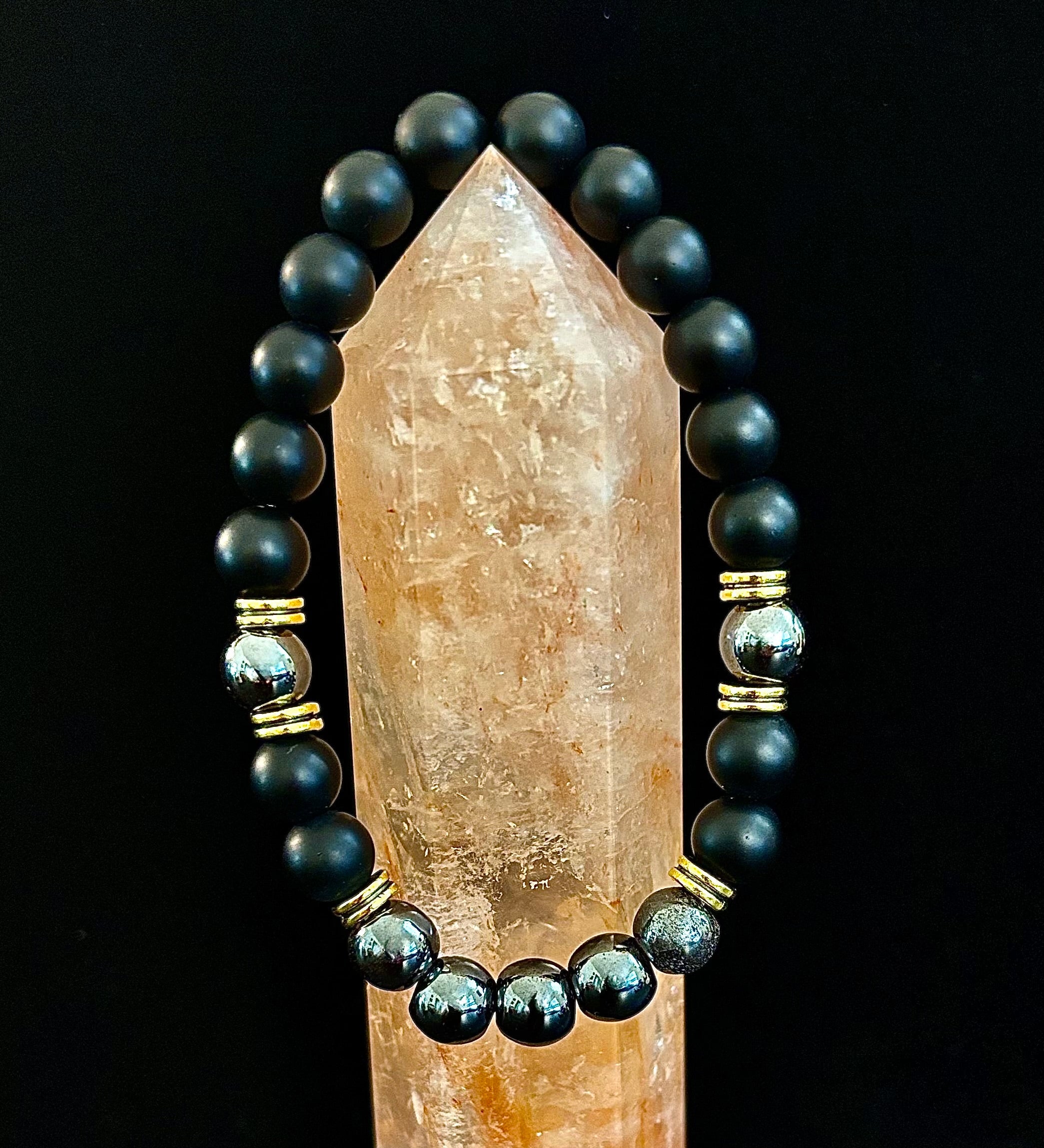 Grounding & Balance Black Obsidian and Hematite Bracelet | | Wiccan Center