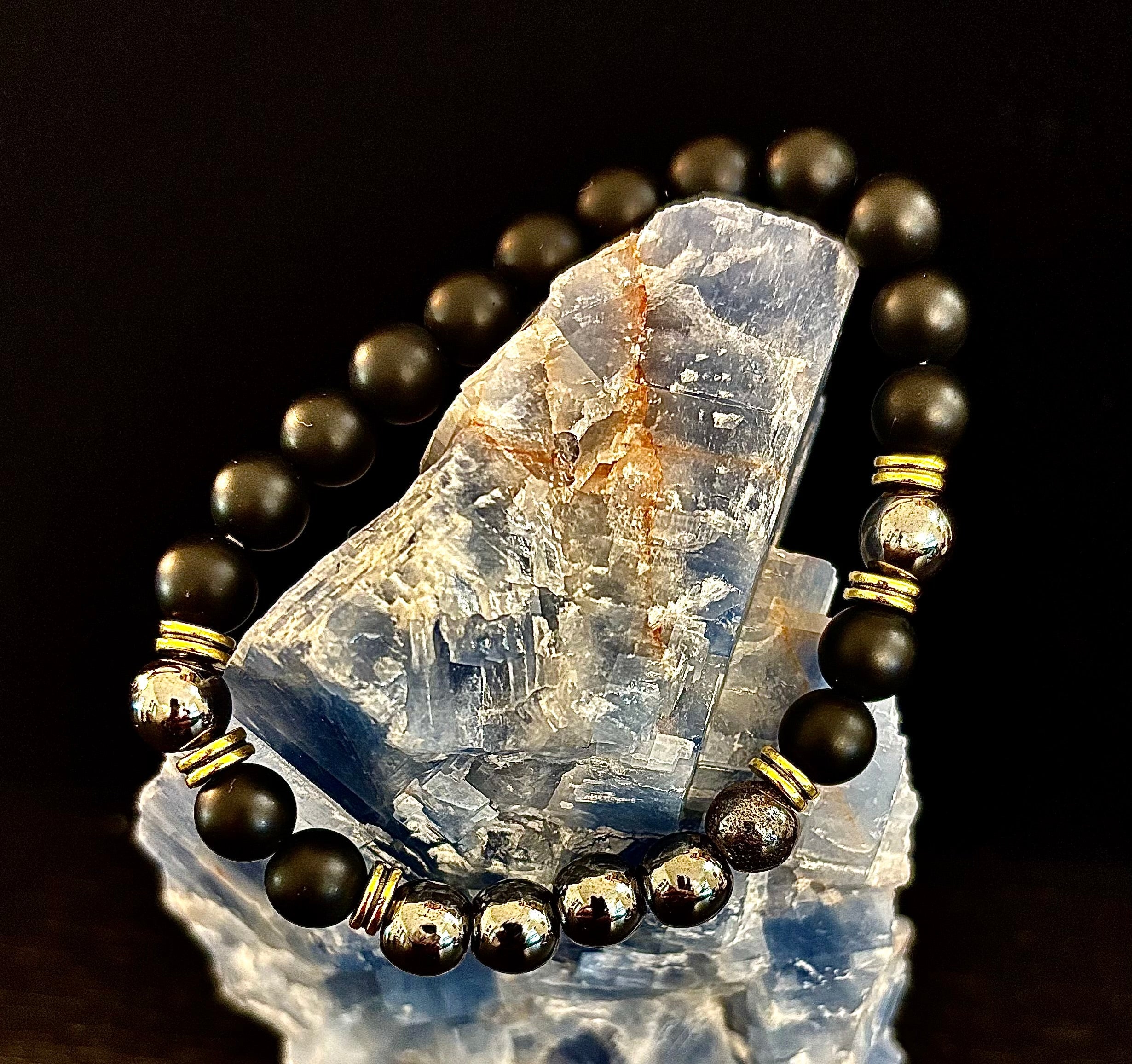 Grounding & Balance Black Obsidian and Hematite Bracelet | | Wiccan Center