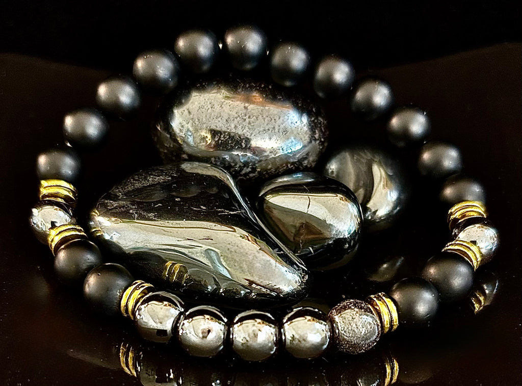 Grounding & Balance Black Obsidian and Hematite Bracelet | | Wiccan Center