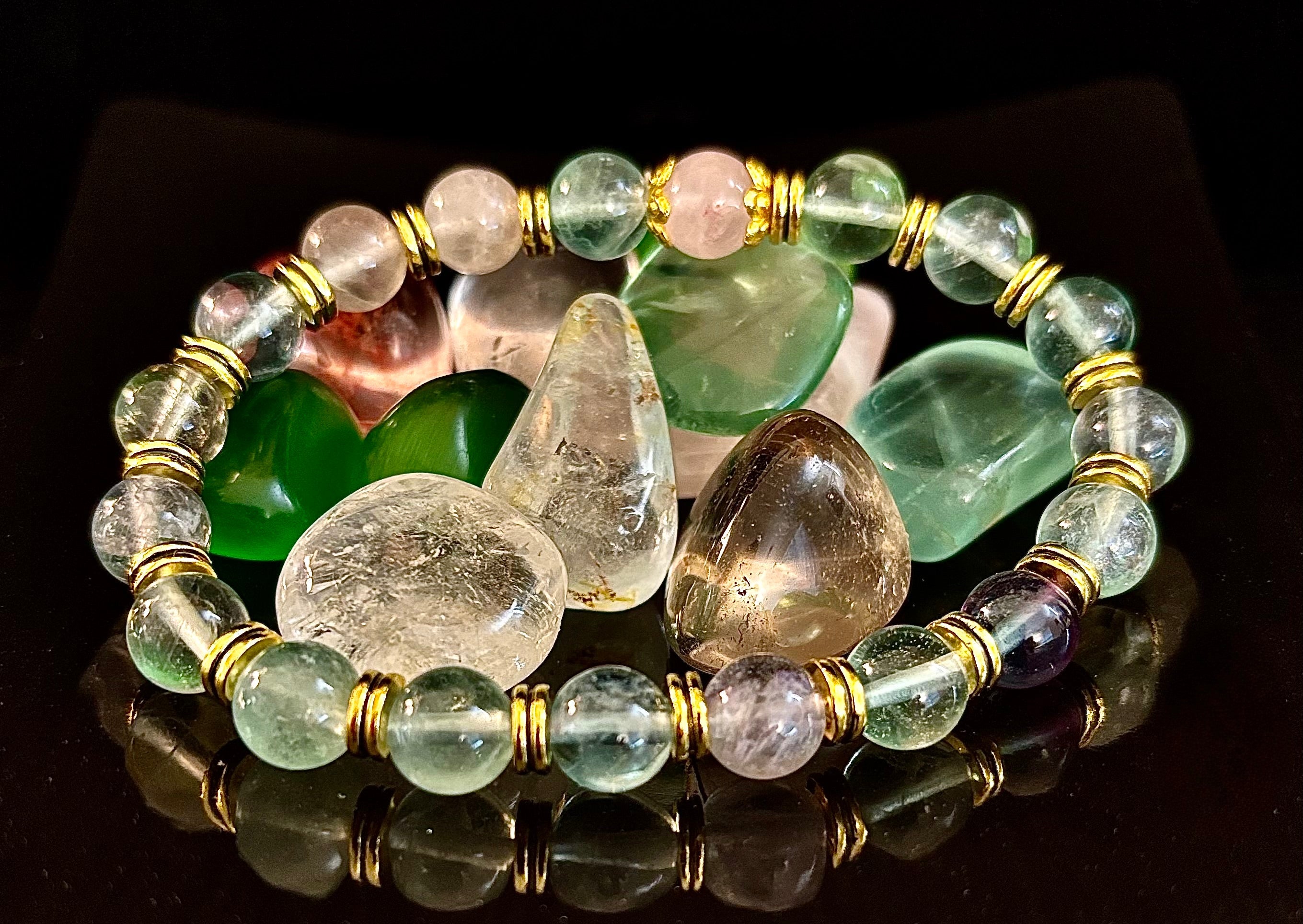 Find Your Calm with Our Inner Peace Rainbow Fluorite & Rose Quartz Bracelet | | Wiccan Center
