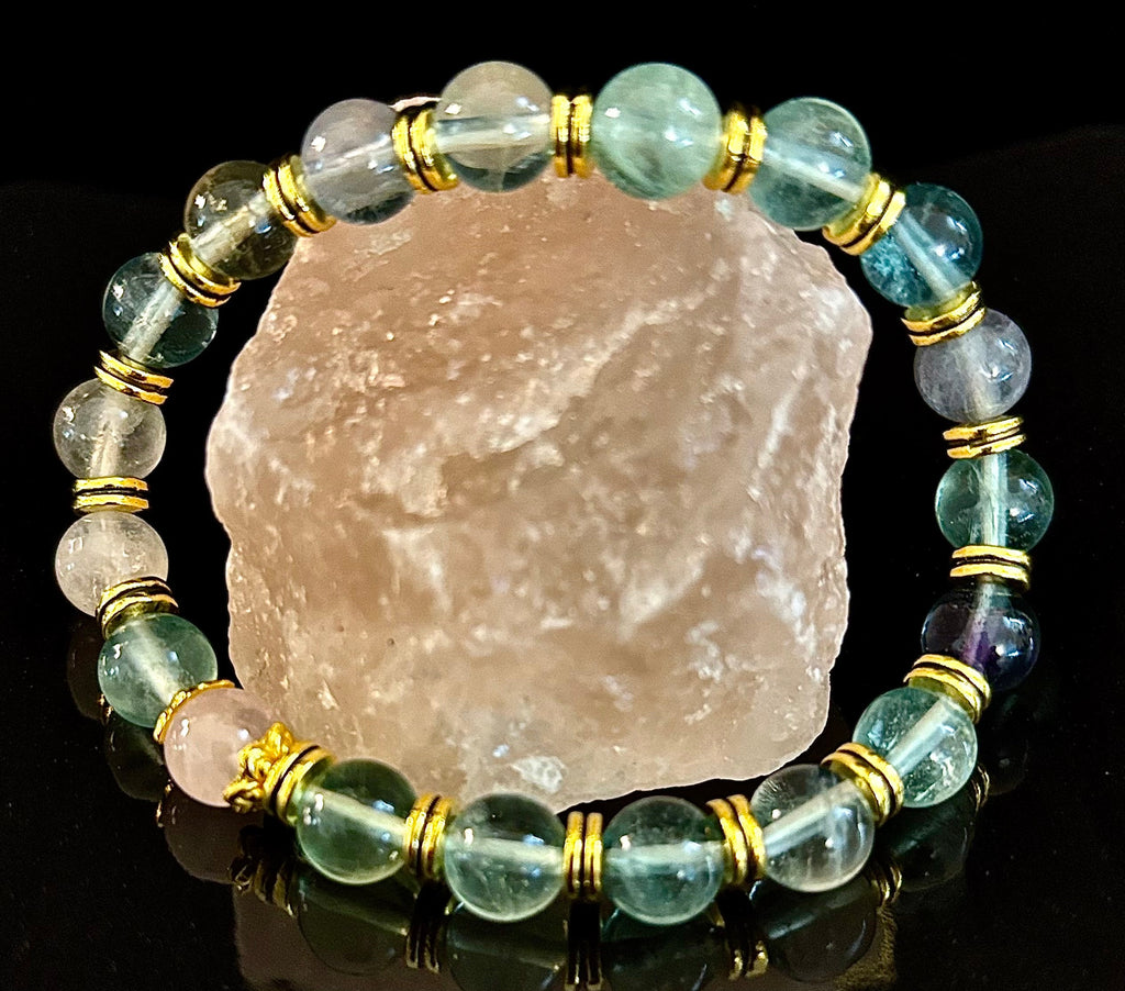 Find Your Calm with Our Inner Peace Rainbow Fluorite & Rose Quartz Bracelet | | Wiccan Center
