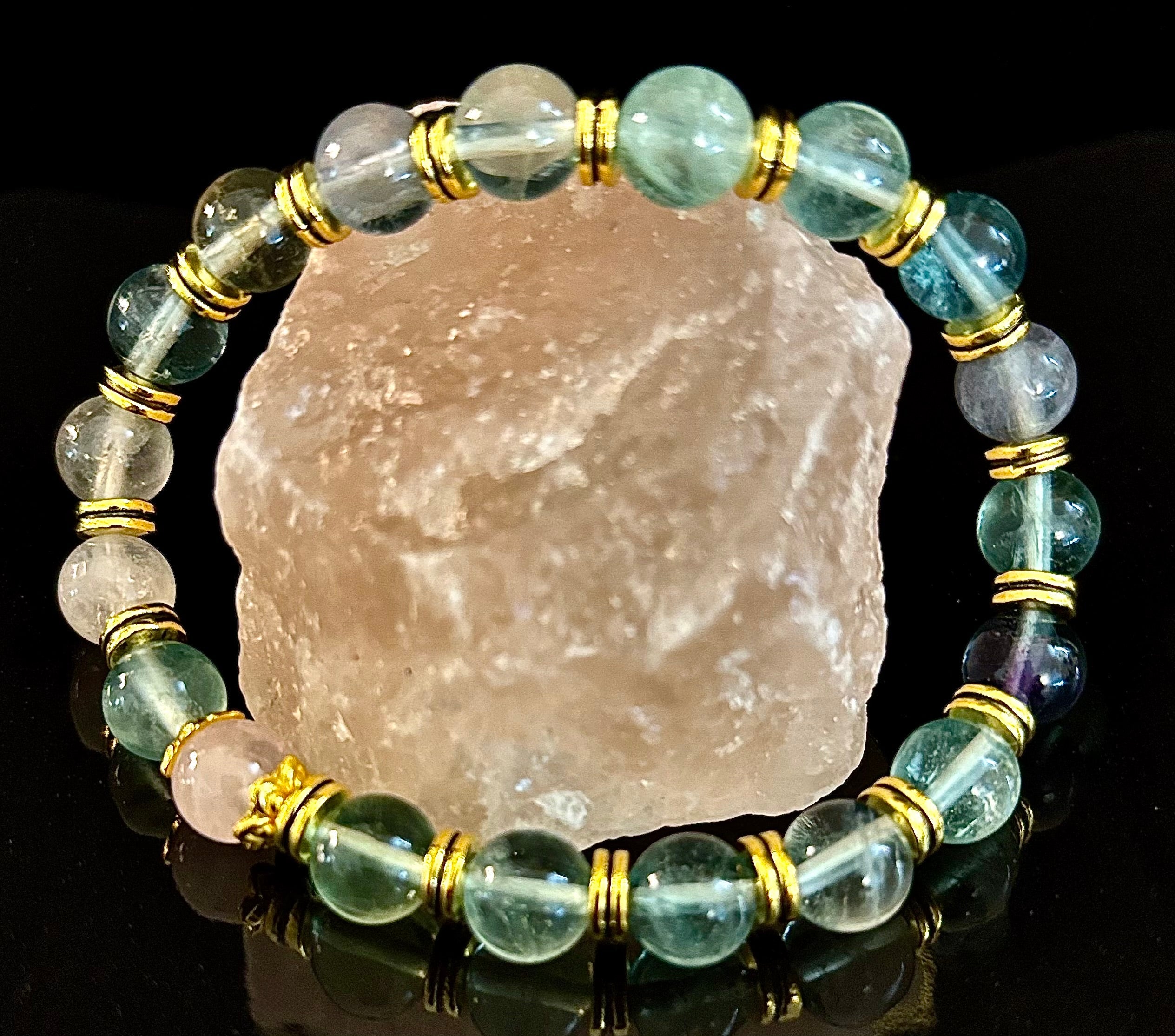 Find Your Calm with Our Inner Peace Rainbow Fluorite & Rose Quartz Bracelet | | Wiccan Center