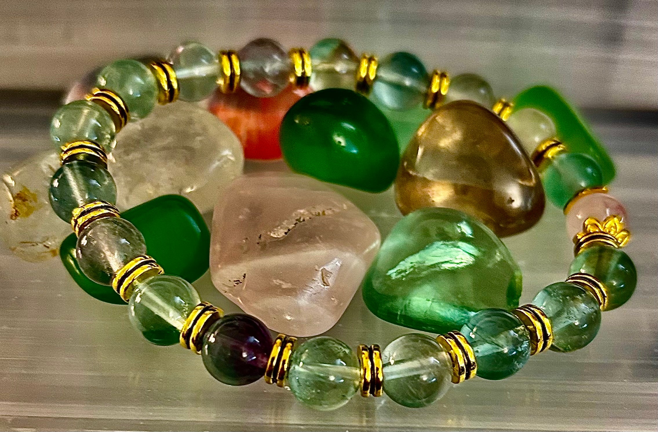 Find Your Calm with Our Inner Peace Rainbow Fluorite & Rose Quartz Bracelet | | Wiccan Center