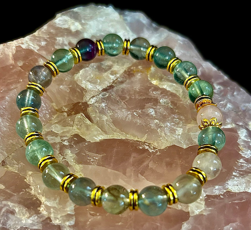 Find Your Calm with Our Inner Peace Rainbow Fluorite & Rose Quartz Bracelet | | Wiccan Center
