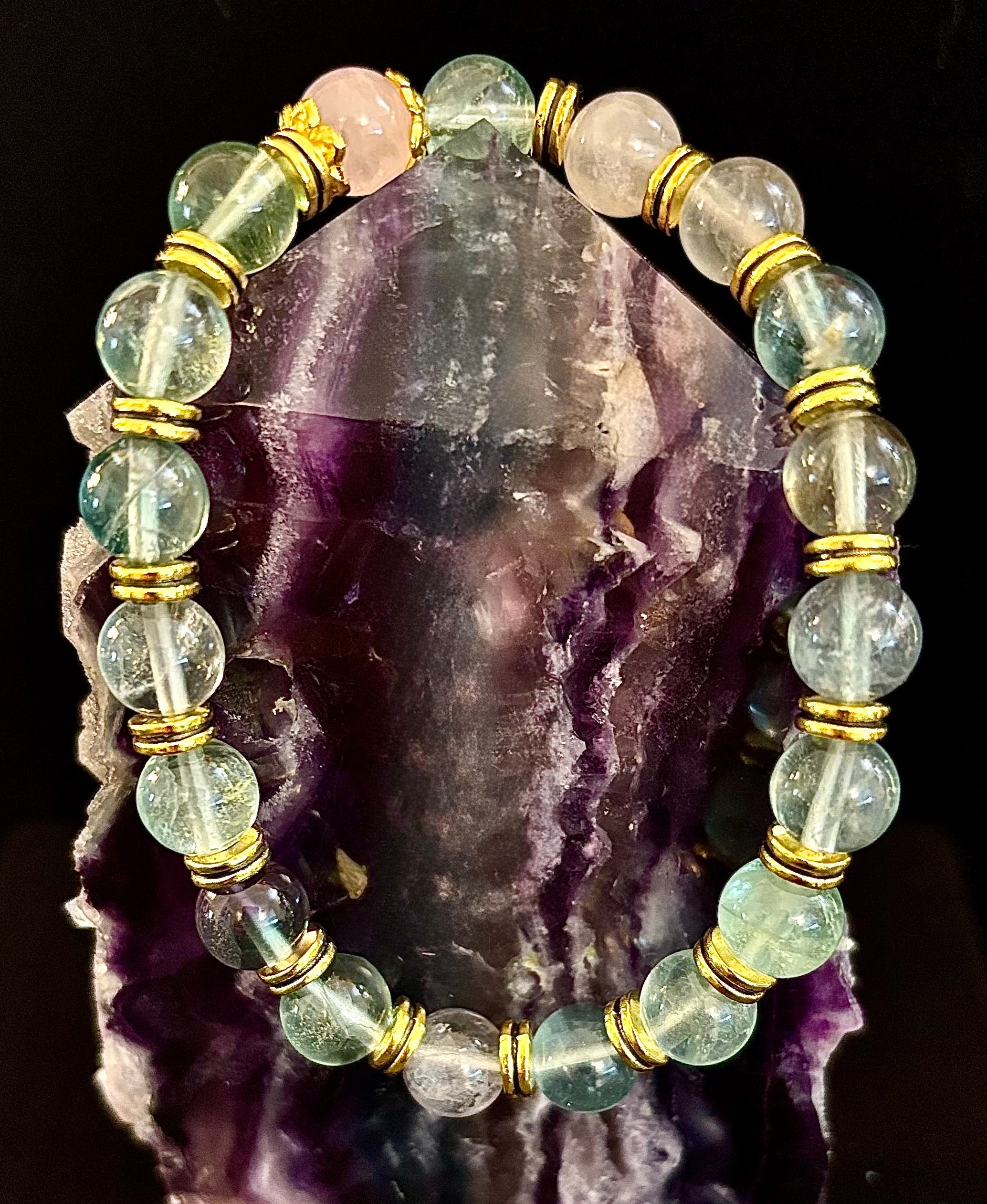 Find Your Calm with Our Inner Peace Rainbow Fluorite & Rose Quartz Bracelet | | Wiccan Center