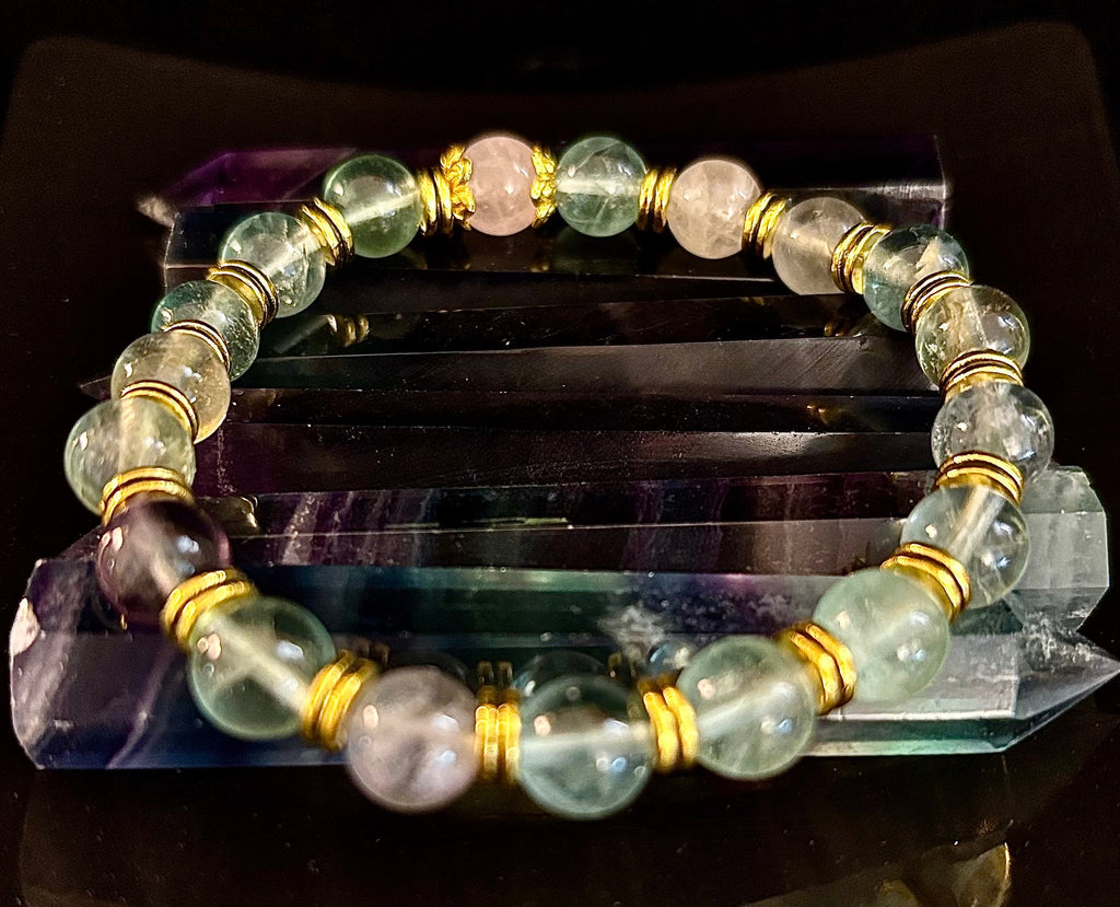Find Your Calm with Our Inner Peace Rainbow Fluorite & Rose Quartz Bracelet | | Wiccan Center