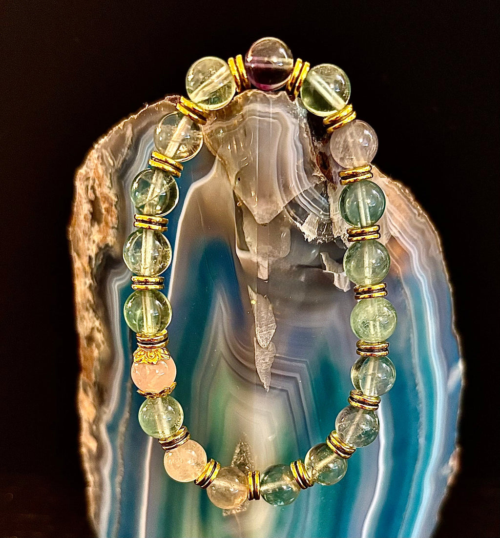 Find Your Calm with Our Inner Peace Rainbow Fluorite & Rose Quartz Bracelet | | Wiccan Center