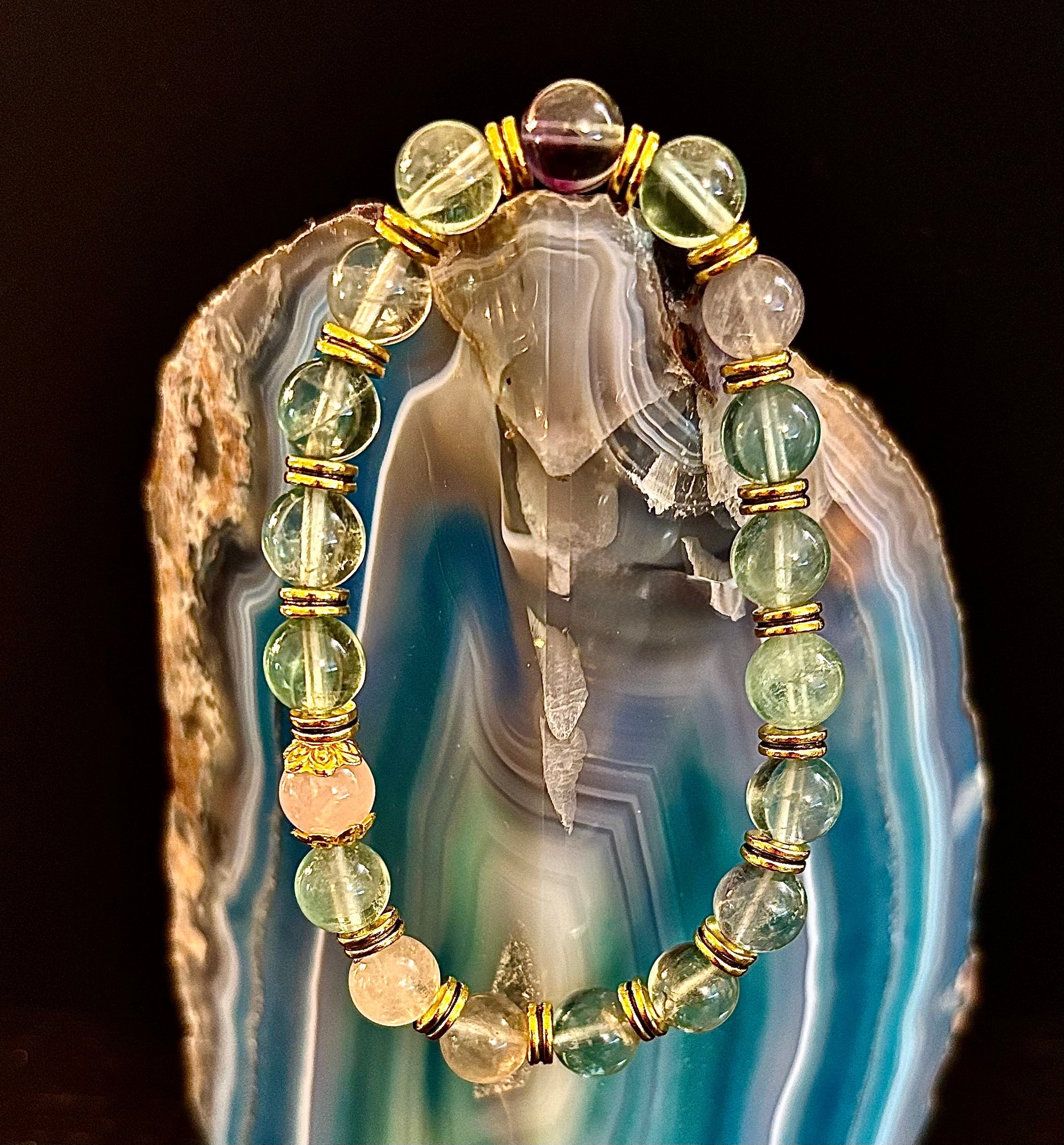 Find Your Calm with Our Inner Peace Rainbow Fluorite & Rose Quartz Bracelet | | Wiccan Center