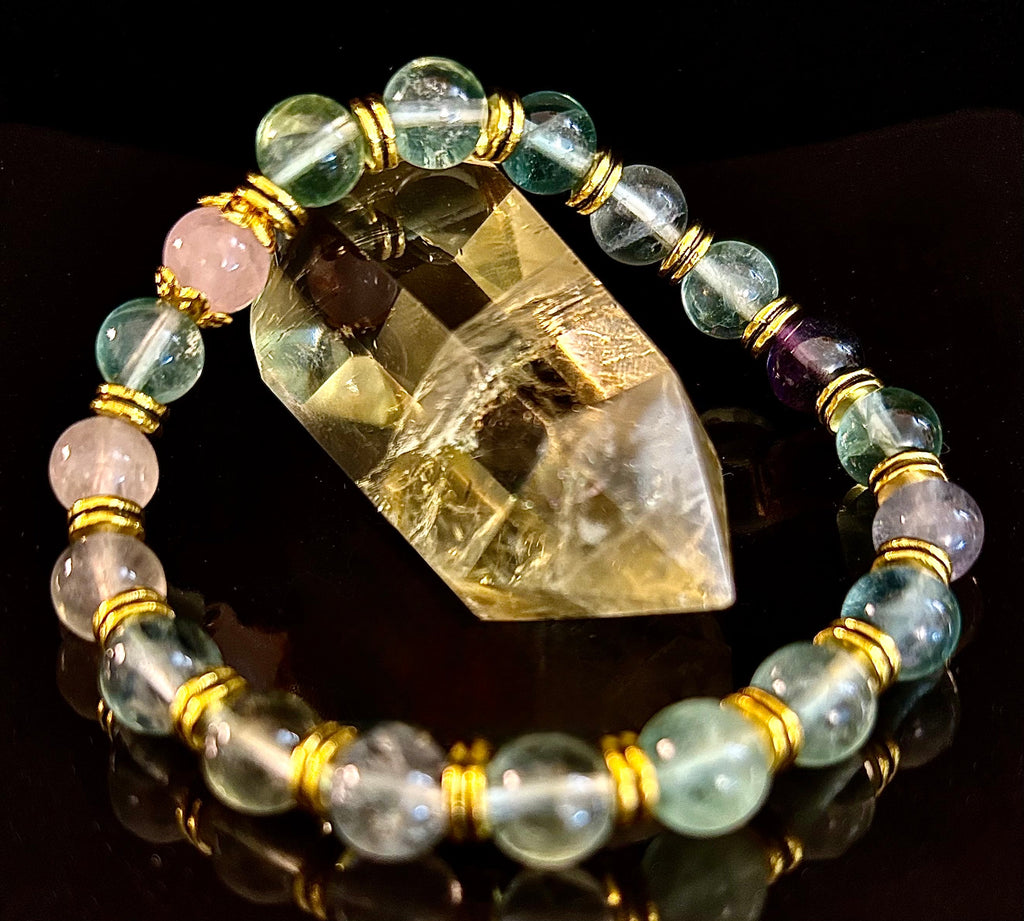 Find Your Calm with Our Inner Peace Rainbow Fluorite & Rose Quartz Bracelet | | Wiccan Center