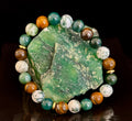Moss Agate & Tiger Eye Gemstone Bracelet – 8mm Beads for Strength, Healing & Protection | | Wiccan Center