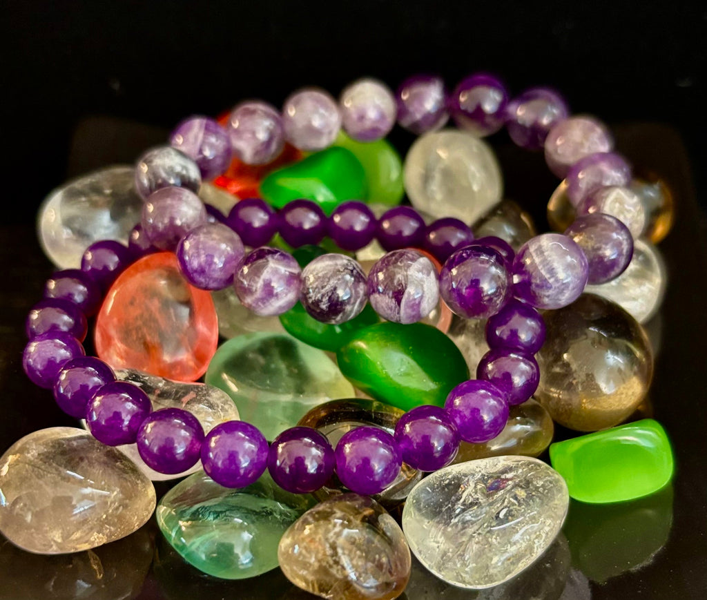 Natural Amethyst Healing Bracelet – 8mm, 10mm, or 12mm Beads | | Wiccan Center