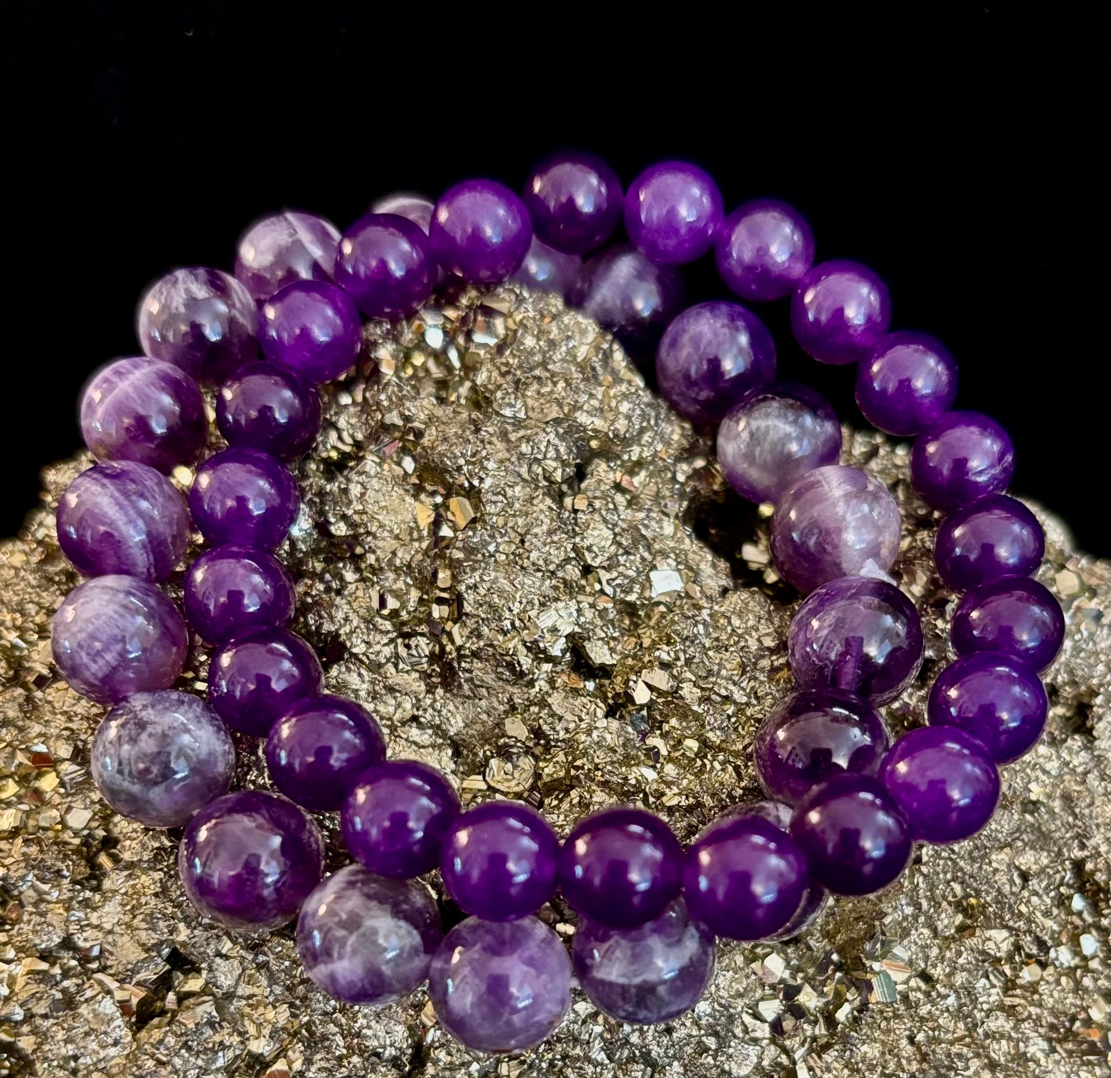 Natural Amethyst Healing Bracelet – 8mm, 10mm, or 12mm Beads | | Wiccan Center