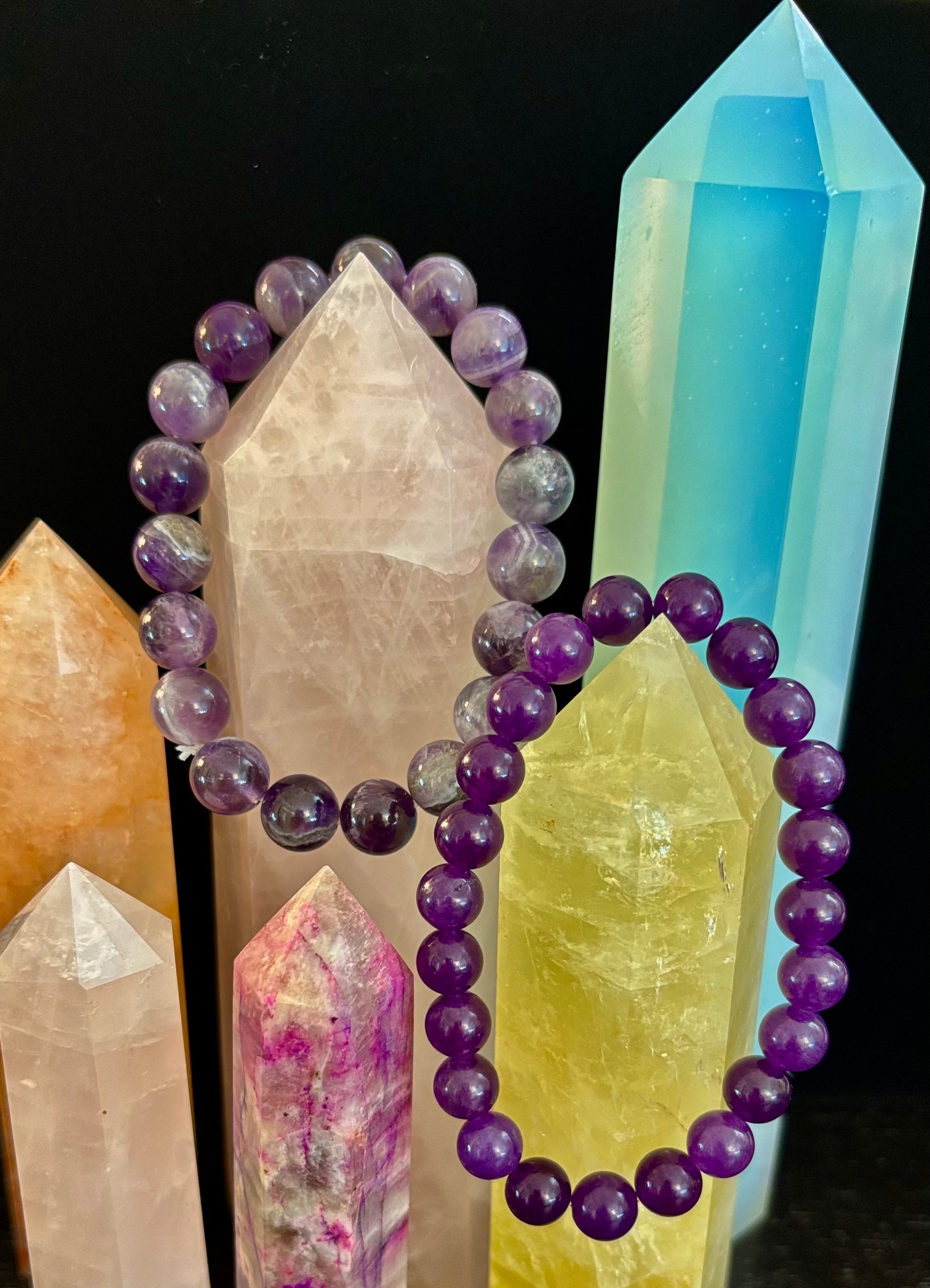 Natural Amethyst Healing Bracelet – 8mm, 10mm, or 12mm Beads | | Wiccan Center