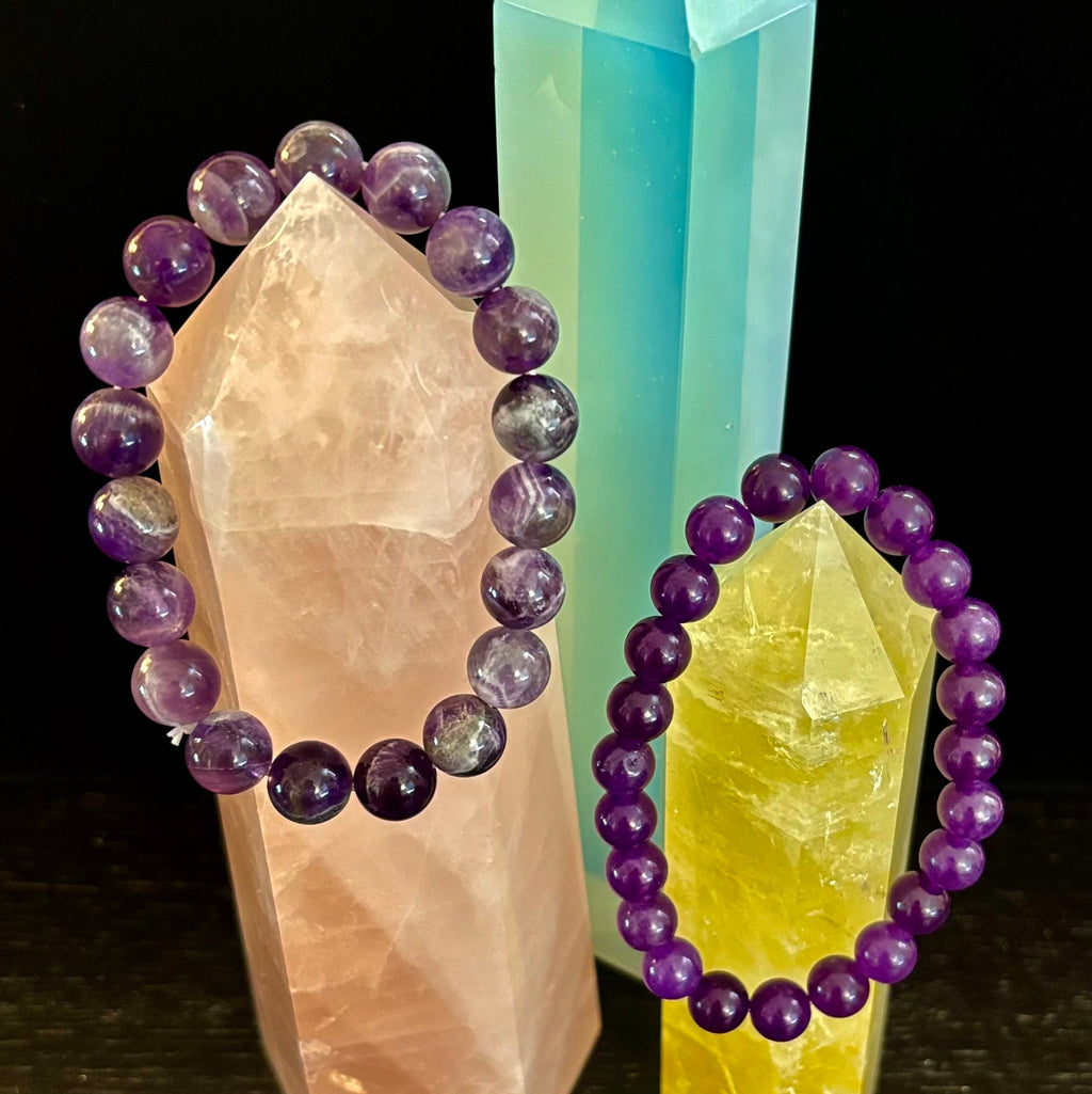 Natural Amethyst Healing Bracelet – 8mm, 10mm, or 12mm Beads | | Wiccan Center