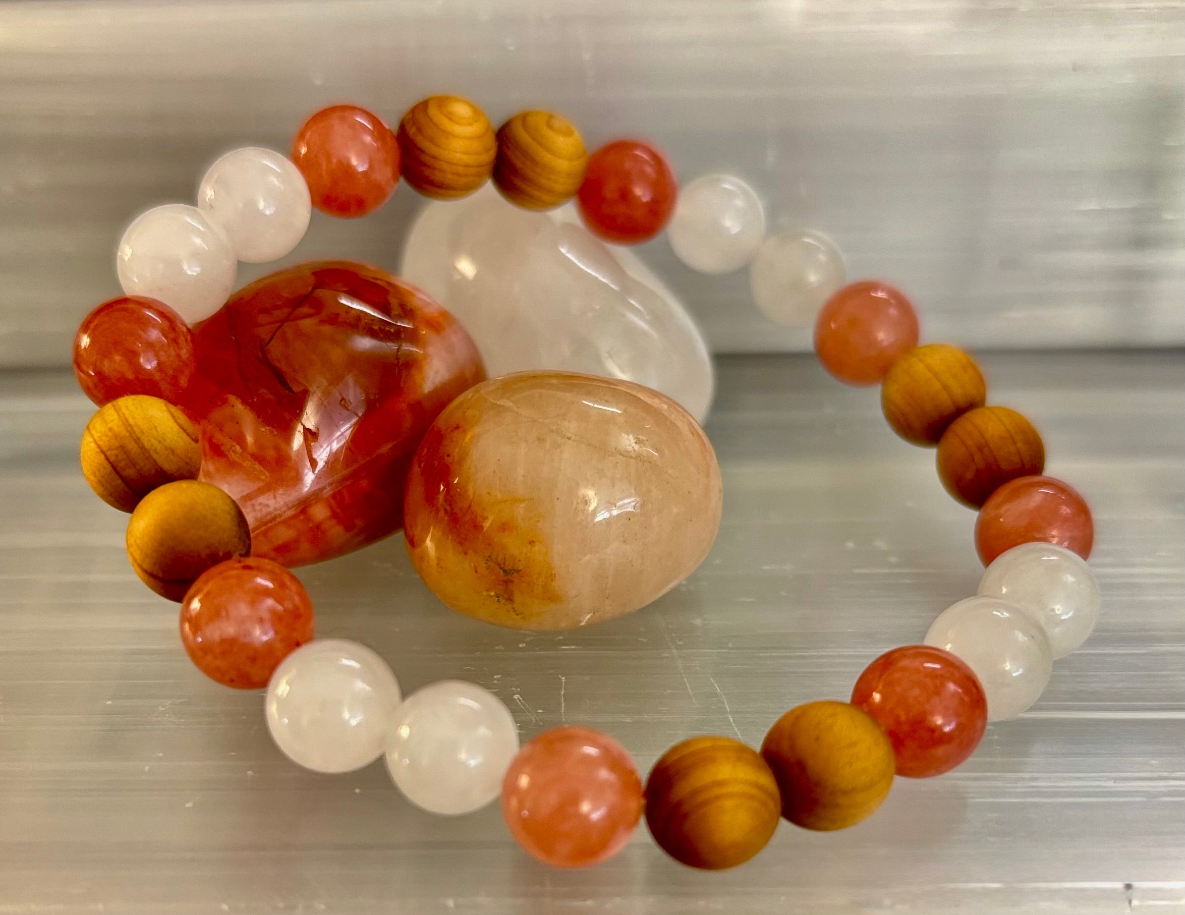 White Witch Intuition & Aura Cleansing Bracelet – Palo Santo, Selenite & Smoky Quartz | | Wiccan Center