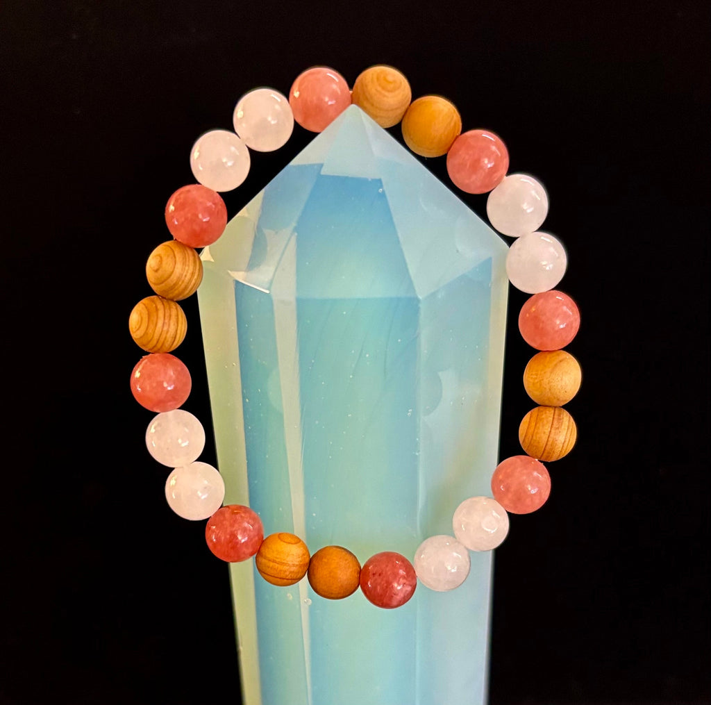 White Witch Intuition & Aura Cleansing Bracelet – Palo Santo, Selenite & Smoky Quartz | | Wiccan Center