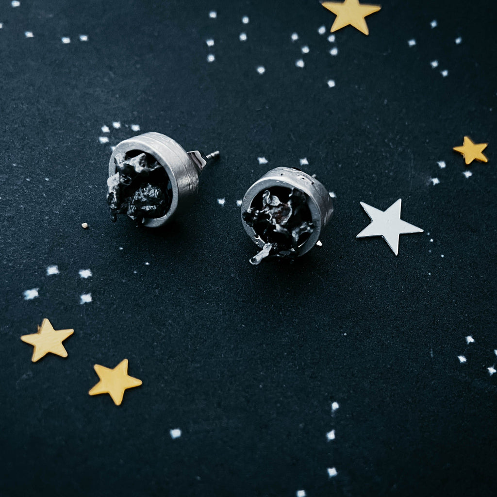Small Round Raw Meteorite Dangle or Stud Earrings | Earrings | Wiccan Center