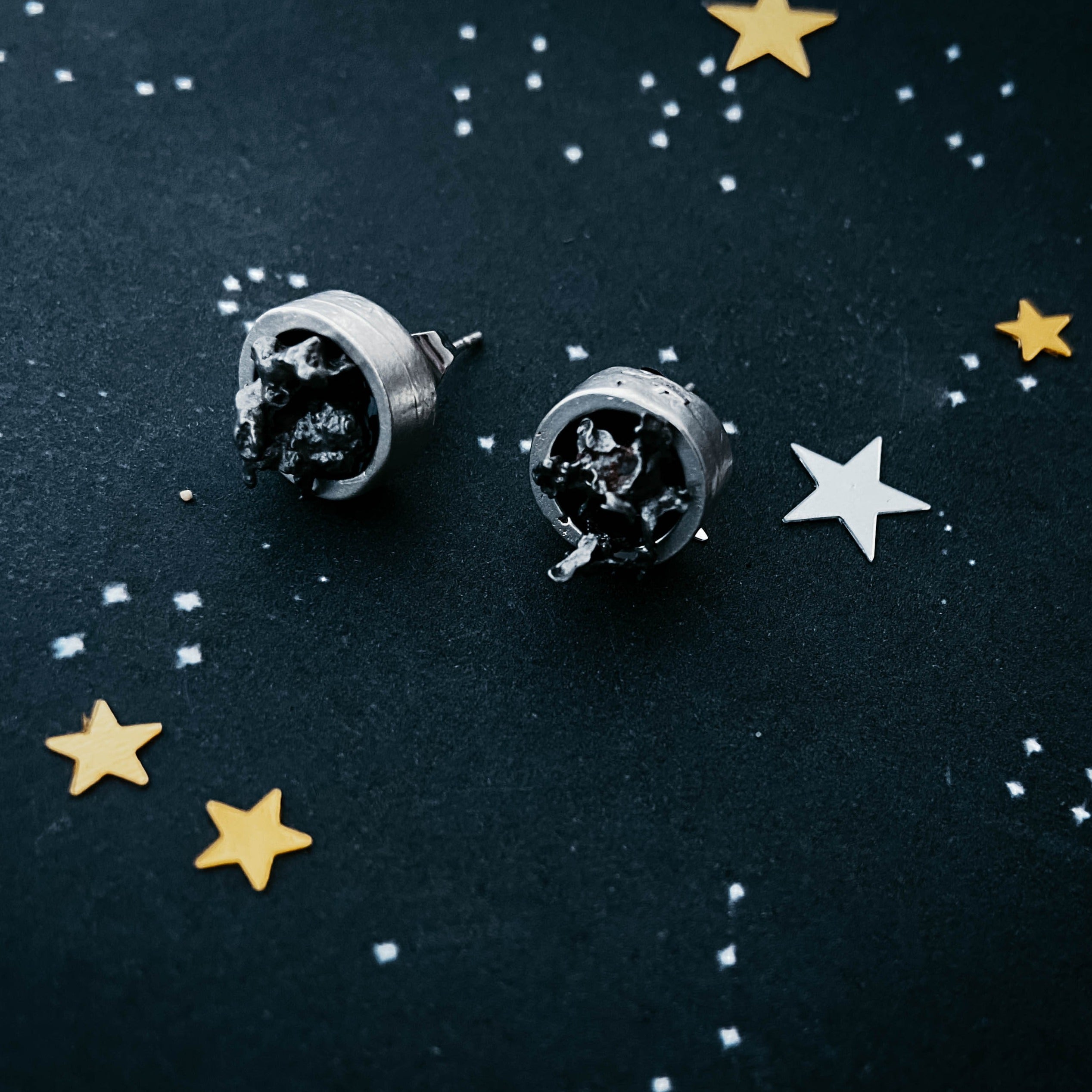 Small Round Raw Meteorite Dangle or Stud Earrings | Earrings | Wiccan Center