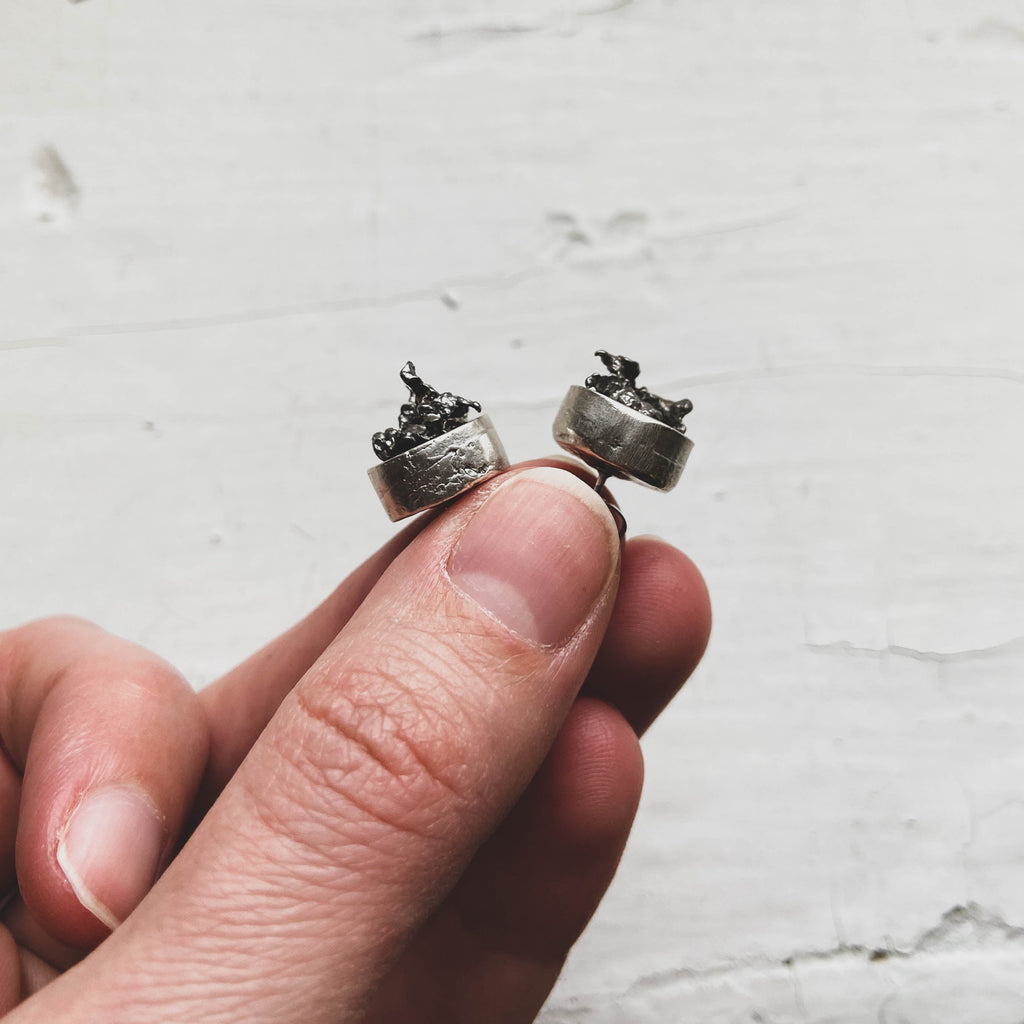 Small Round Raw Meteorite Dangle or Stud Earrings | Earrings | Wiccan Center